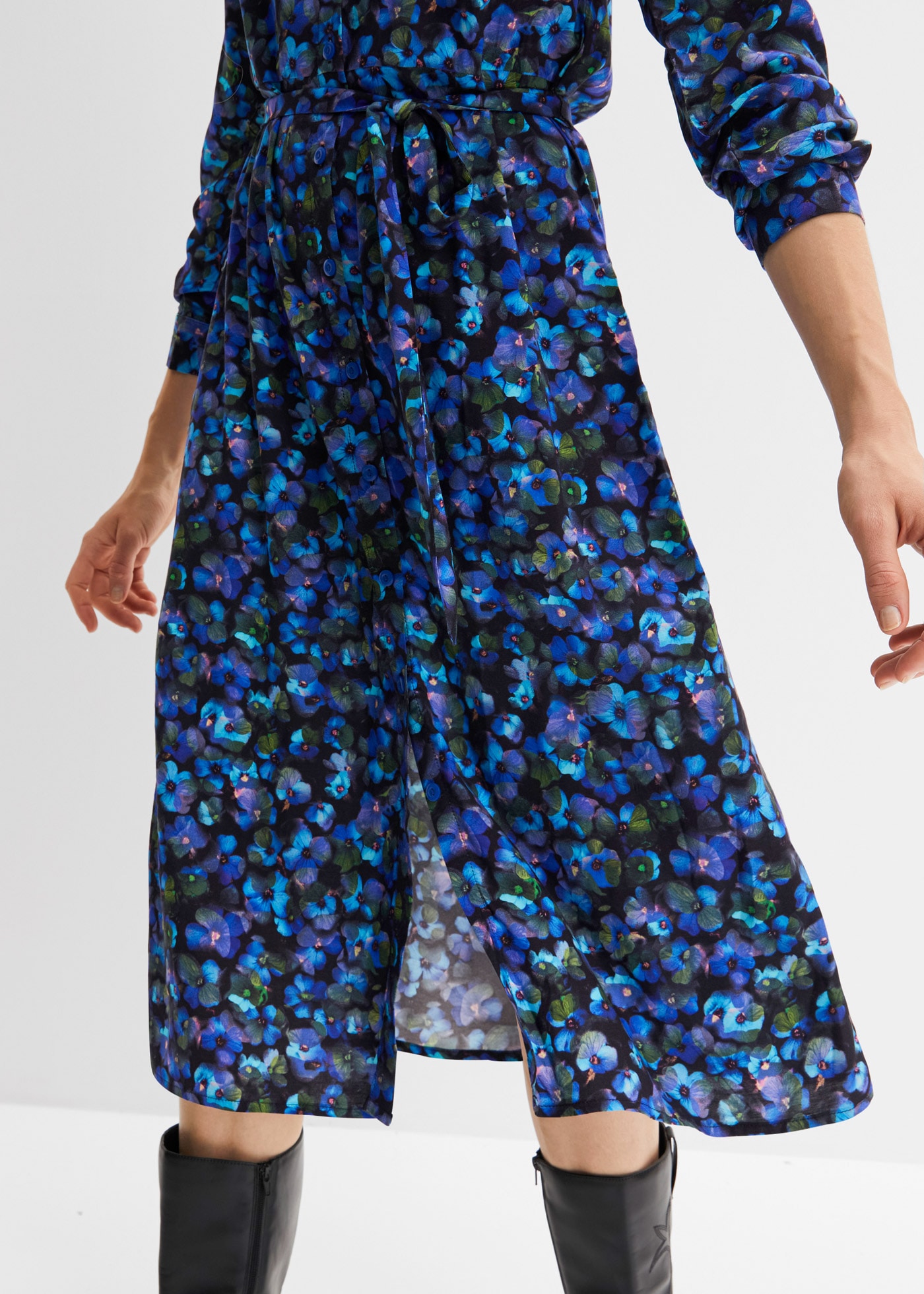 bonprix Robe chemisier »Hemdblusenkleid aus reiner Viskose« für klassischen Look, aus reiner Viskose, lockere Passform