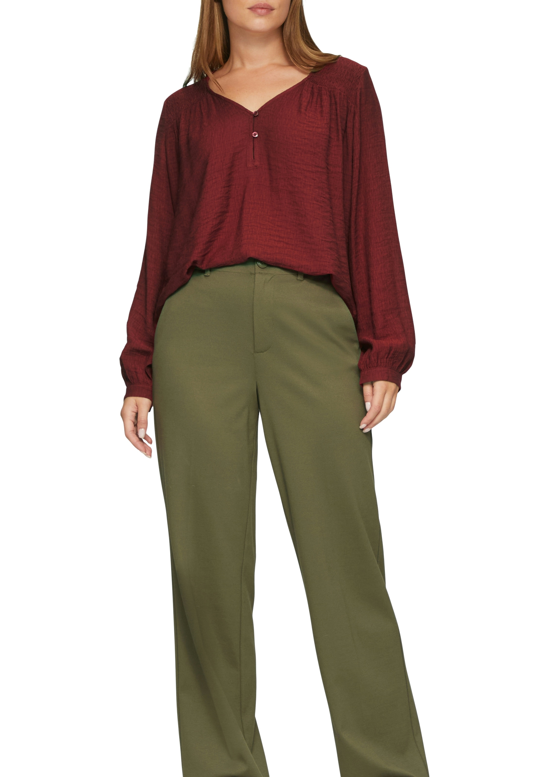 s.Oliver Blouse à manches longues avec détails smockés