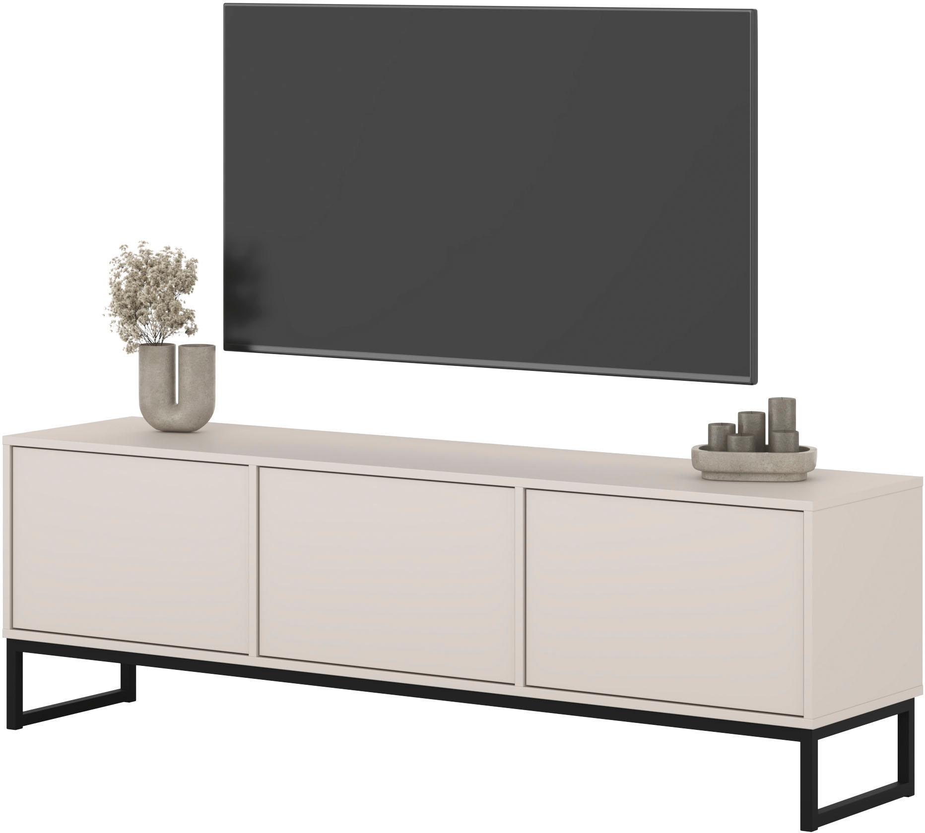 GOODproduct Lowboard »Loft, Breite 157 cm, TV-Board 3 Klappen, Metallkufen« TV-Kommode mit viel Stauraum, push-to-open-Funktion