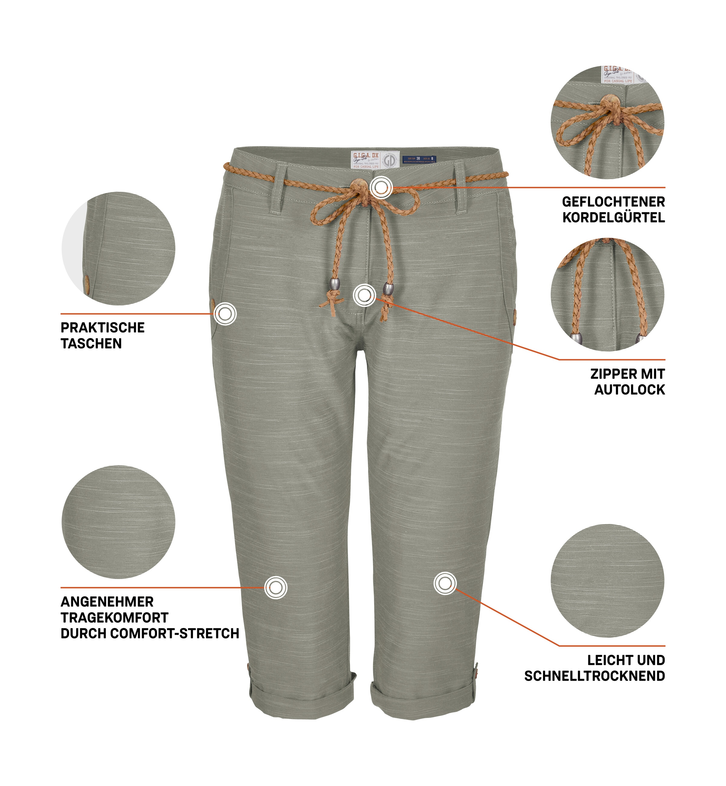 G.I.G.A. DX by killtec Pantalon 3/4 »GS 93 WMN PNTS«  Pantalon capri femme : stretch, séchage rapide, poches, fermeture éclair Autolock