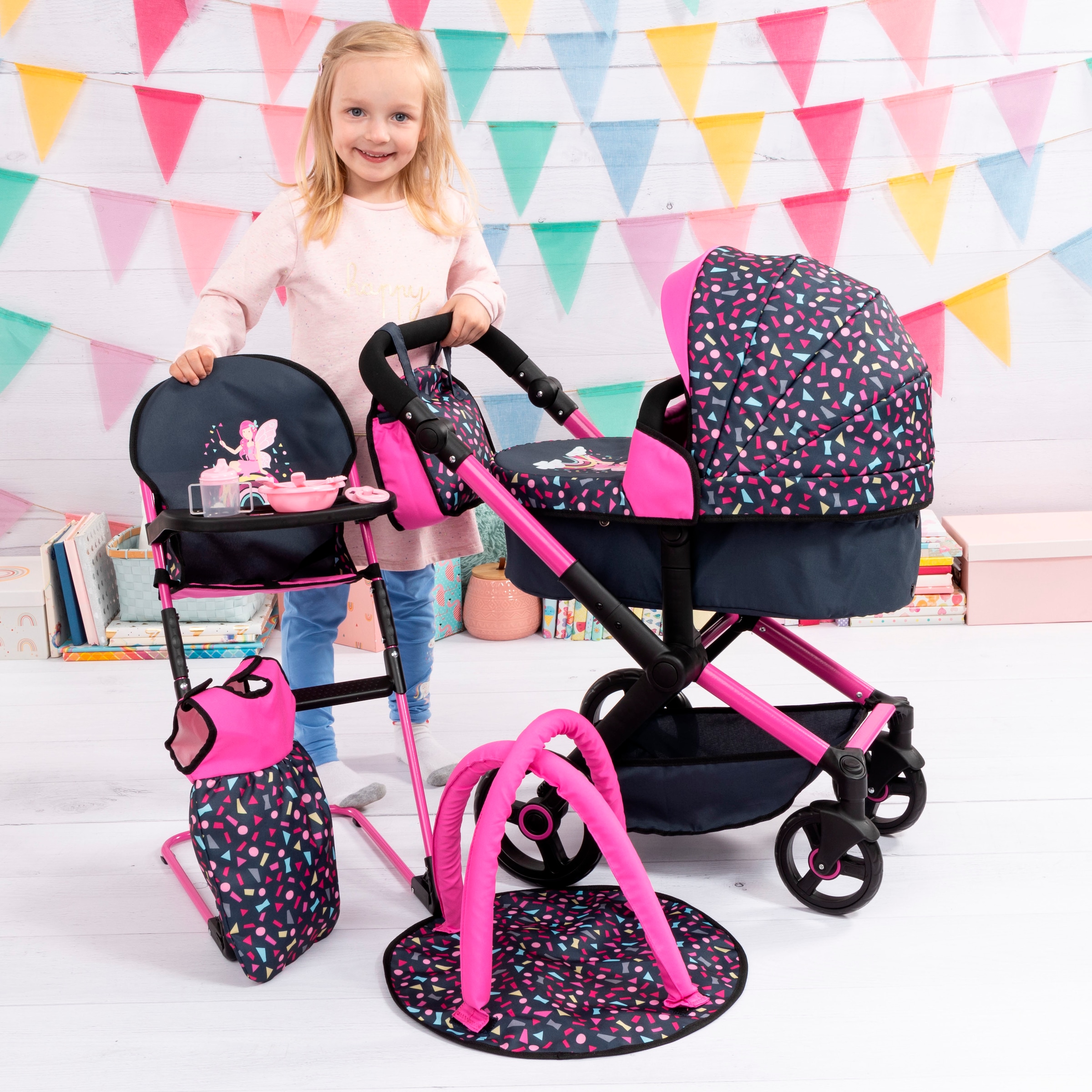 Bayer Kombi-Puppenwagen »Xeo Deluxe, schwarz«