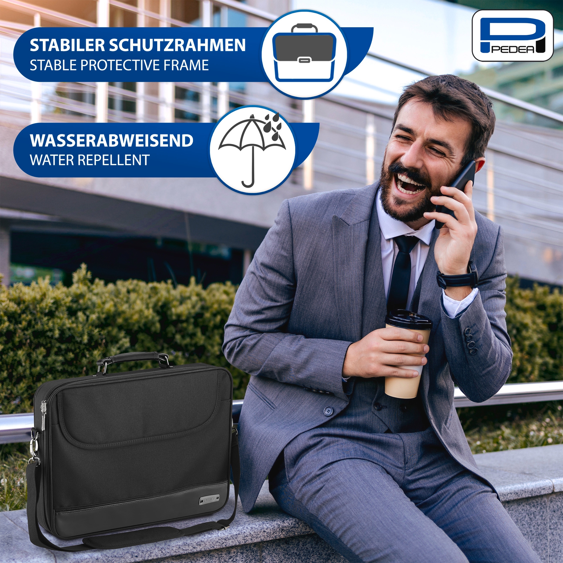 PEDEA Laptoptasche »Notebooktasche BLACKLINE 15,6 (39,6cm)«, (1 tlg.), Umhängetasche mit Schultergurt