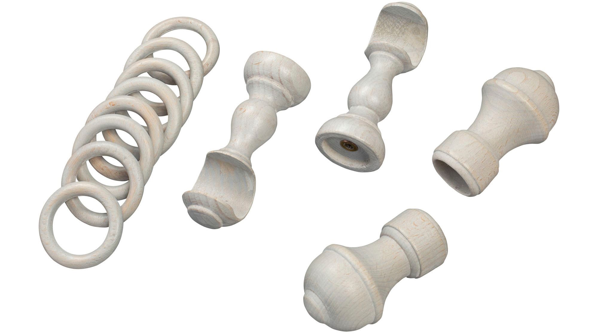 SN DECO GROUP Tringle à rideaux »Ares« 1 läufig-läufig Fixmass 28 mm, Holz, verschiedene Längen und Farben, Komplettset