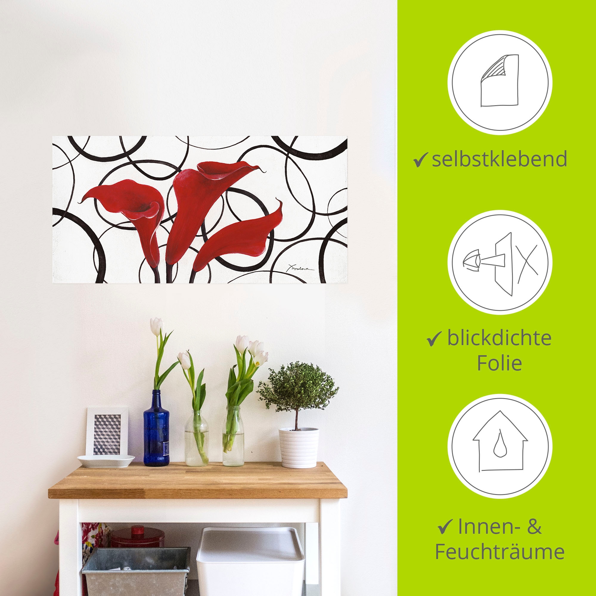 Artland Wandbild »Callas«, Blumen, (1 St.), als Leinwandbild, Wandaufkleber in verschied. Grössen