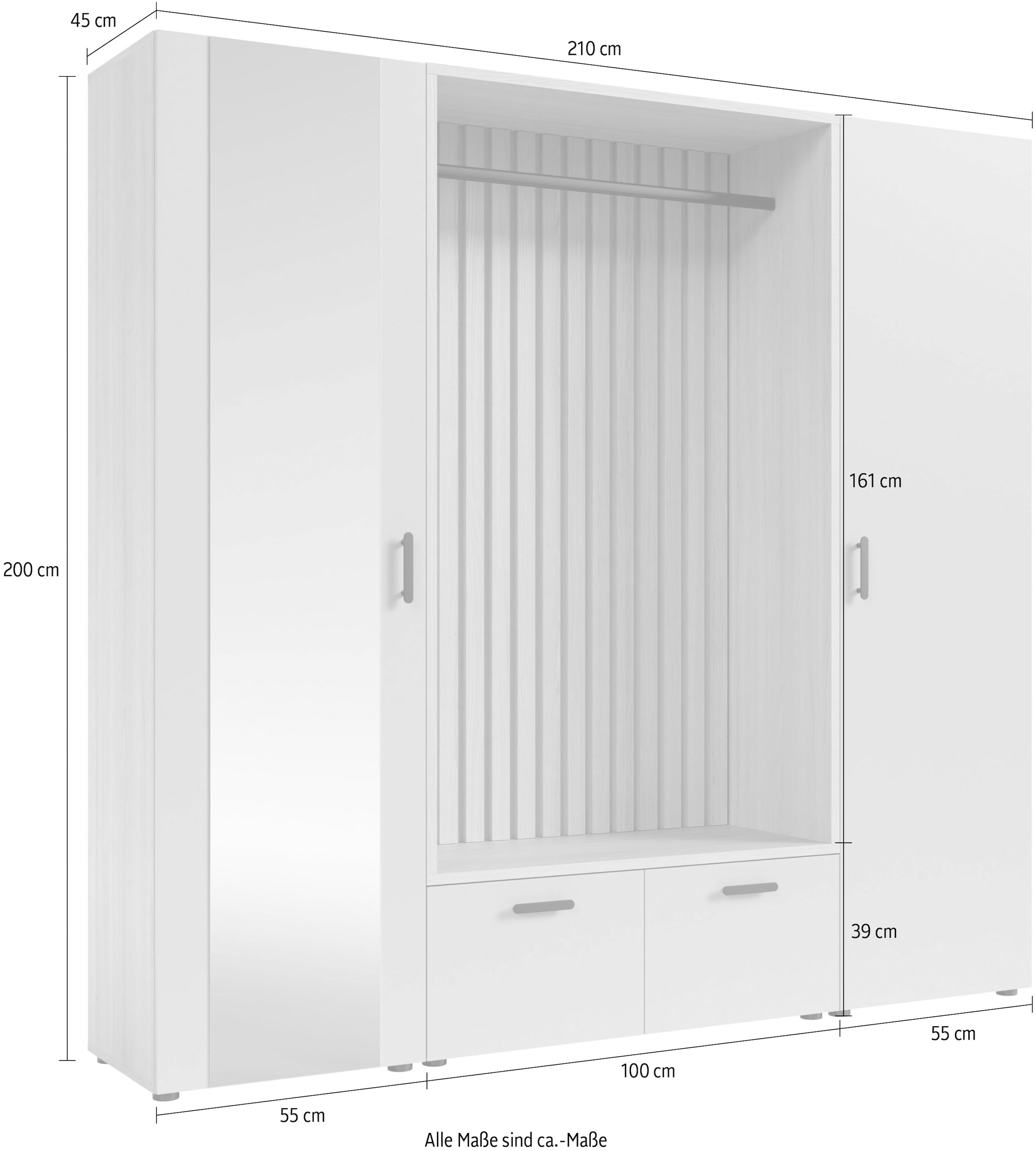 HBZ Ensemble de vestiaires »Hannover Kompaktgarderobe B/H/T 210x200x45 cm« 4 cuis tlg.