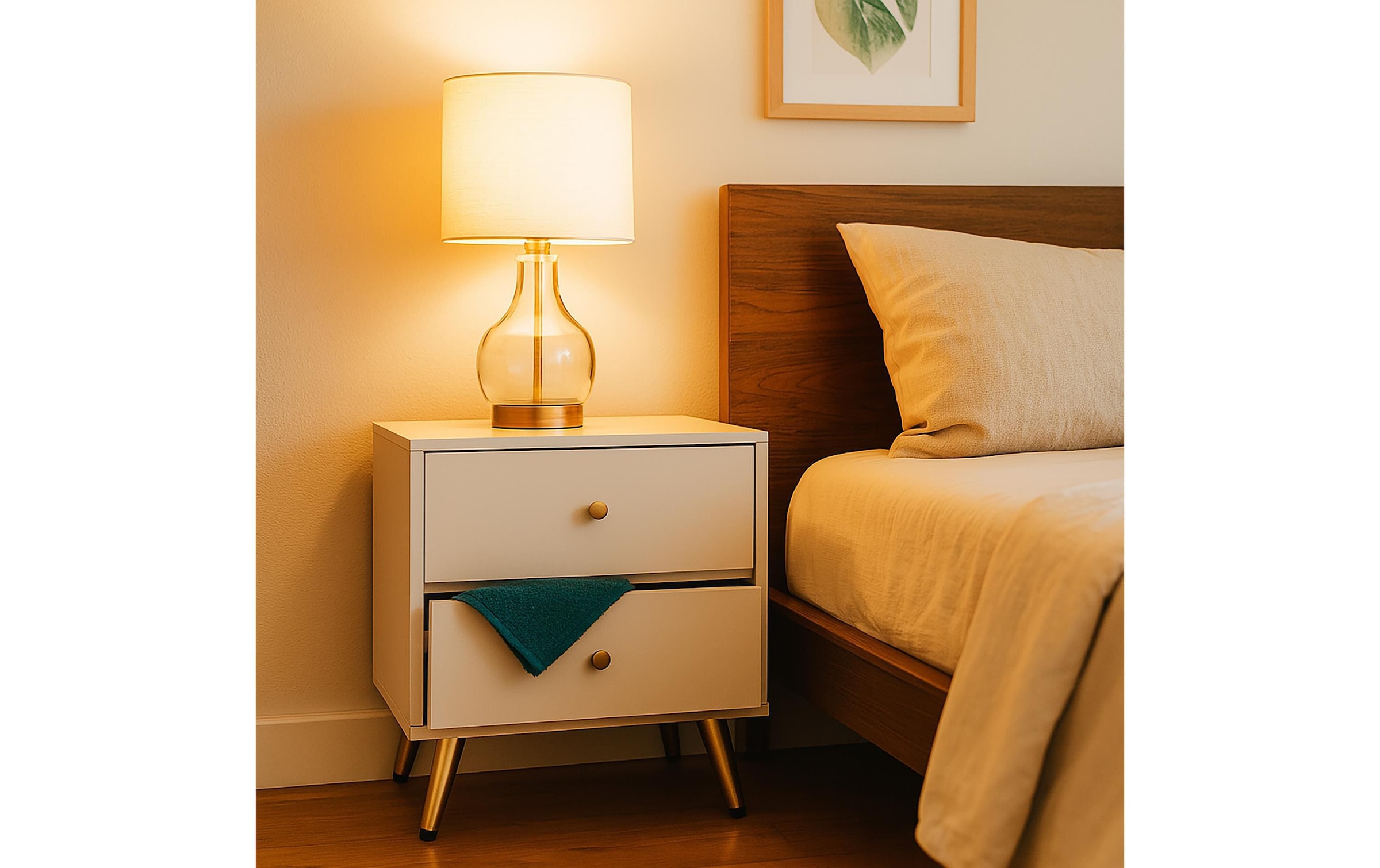 relaxdays Table de nuit »41.5 x 40 x 32.5 cm« Bettschränkchen mit goldenen Beinen