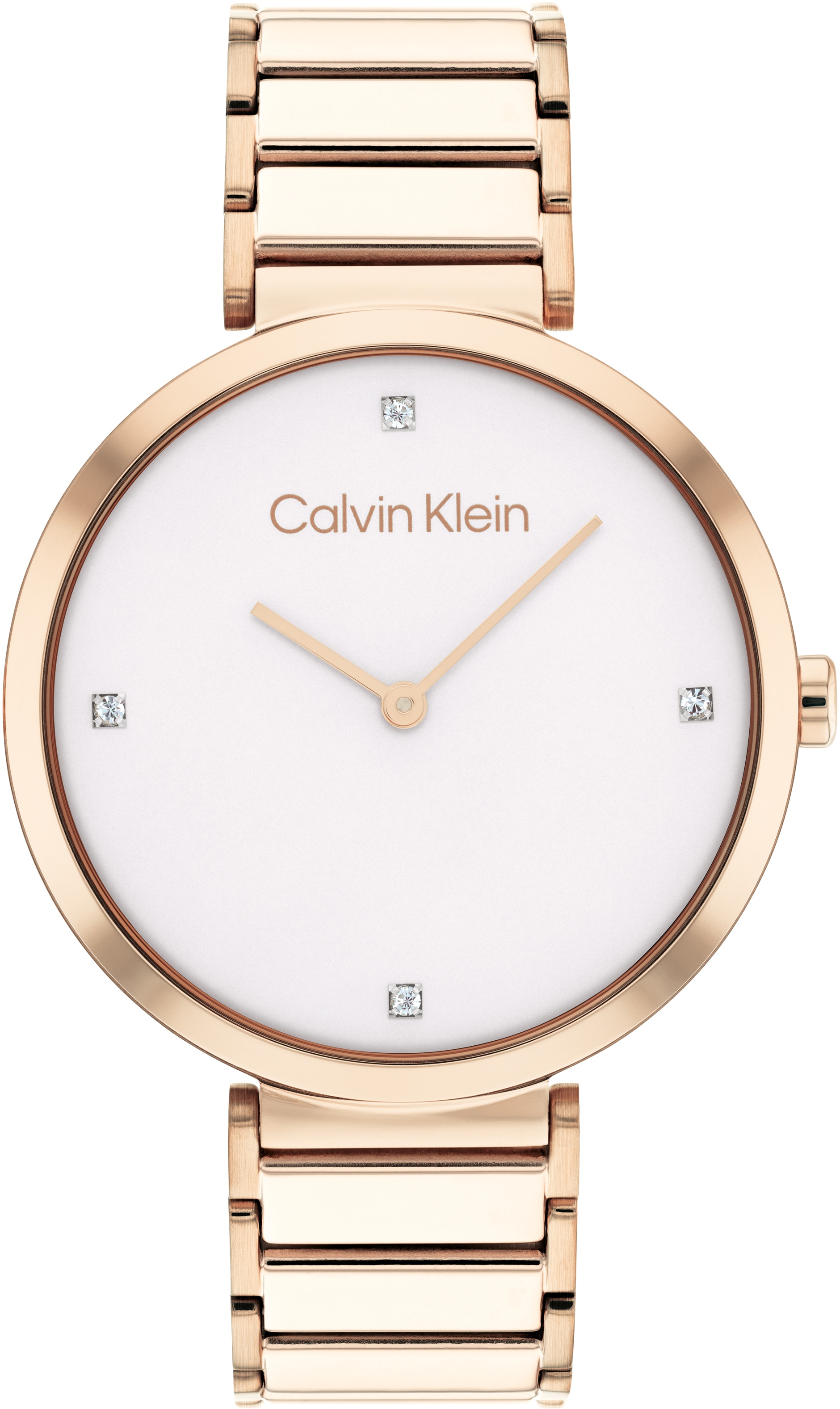 Calvin Klein Quarzuhr »Minimalistic T Bar 36 mm, 25200135«, Armbanduhr, Damenuhr, Mineralglas, Glaskristalle