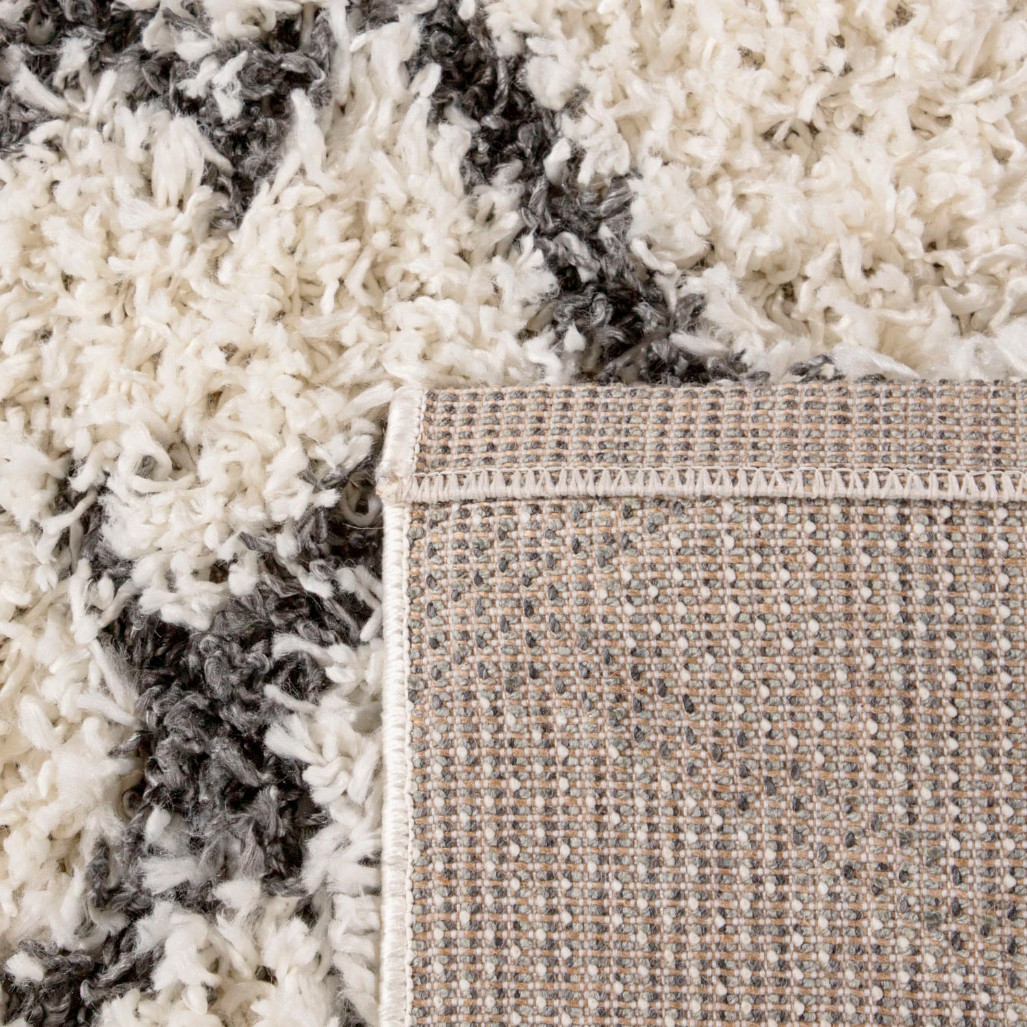 Paco Home Hochflor-Teppich »Kalmar 451«, rund, 44 mm Höhe, Shaggy, Scandi Design, modernes Rauten Muster, weich & kuschelig