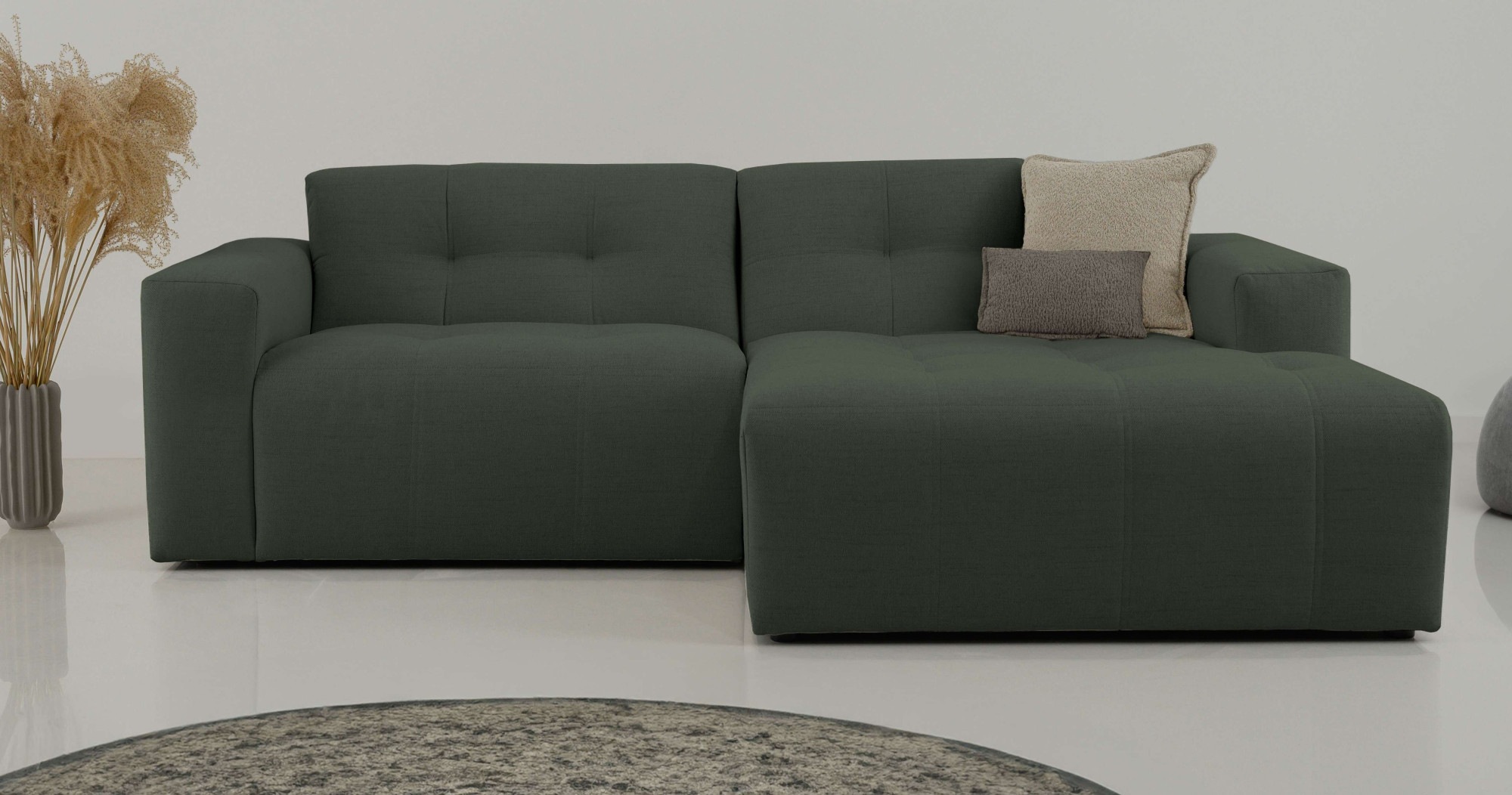Image of GOODproduct Ecksofa "Tapley" Breite 221 cm,Boucle, Struktur fein, mit Knopfsteppung, bodentief