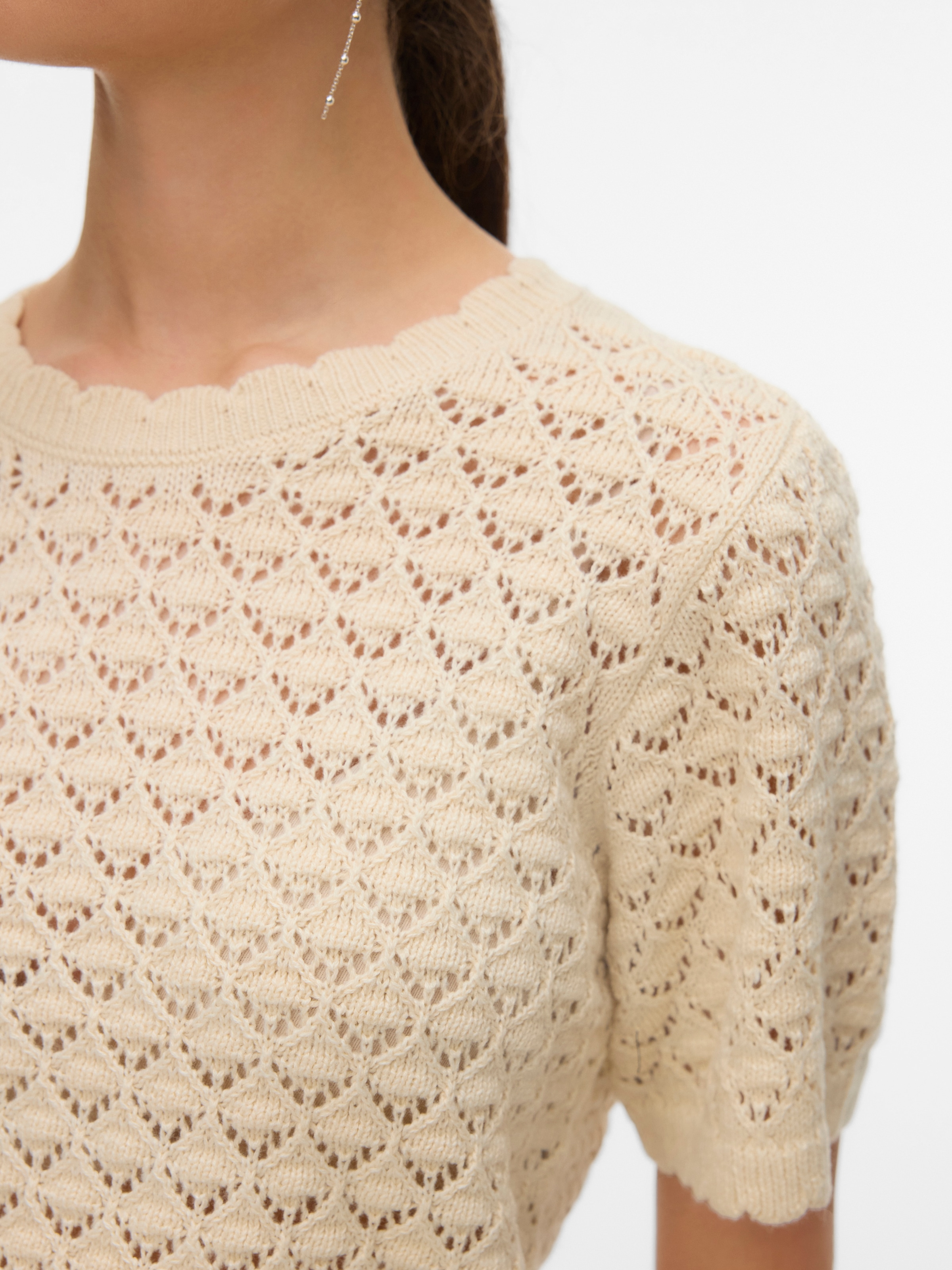 Vero Moda Stricktop »VMJAQUELINE SS O-NECK TOP BOO« mit zartem Muster