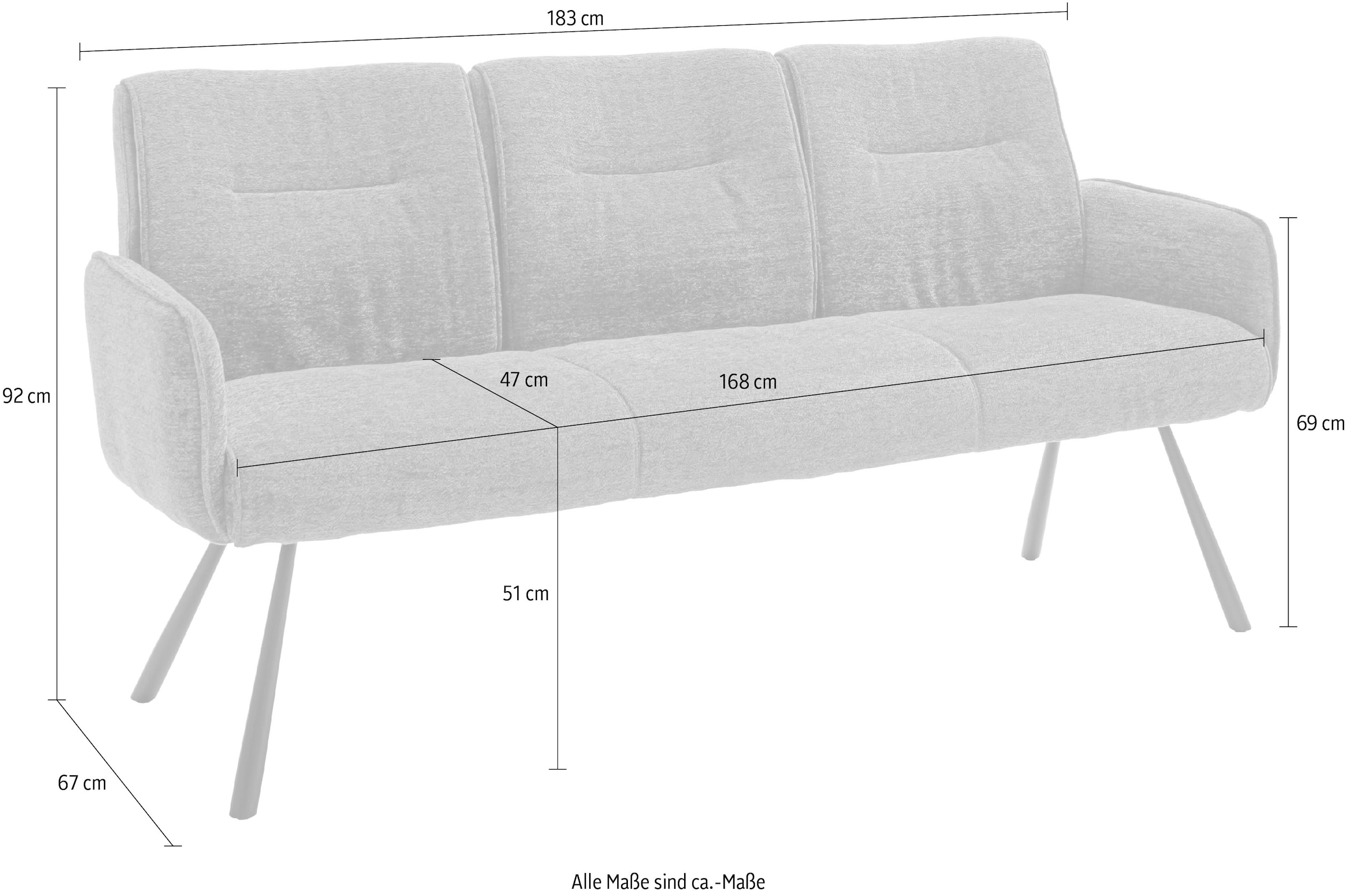 MCA furniture Banc »Delane« 1 cuis tlg. Taschenfederkern, Lehnenkippfunktion, Armlehnen, beweglicher Rücken