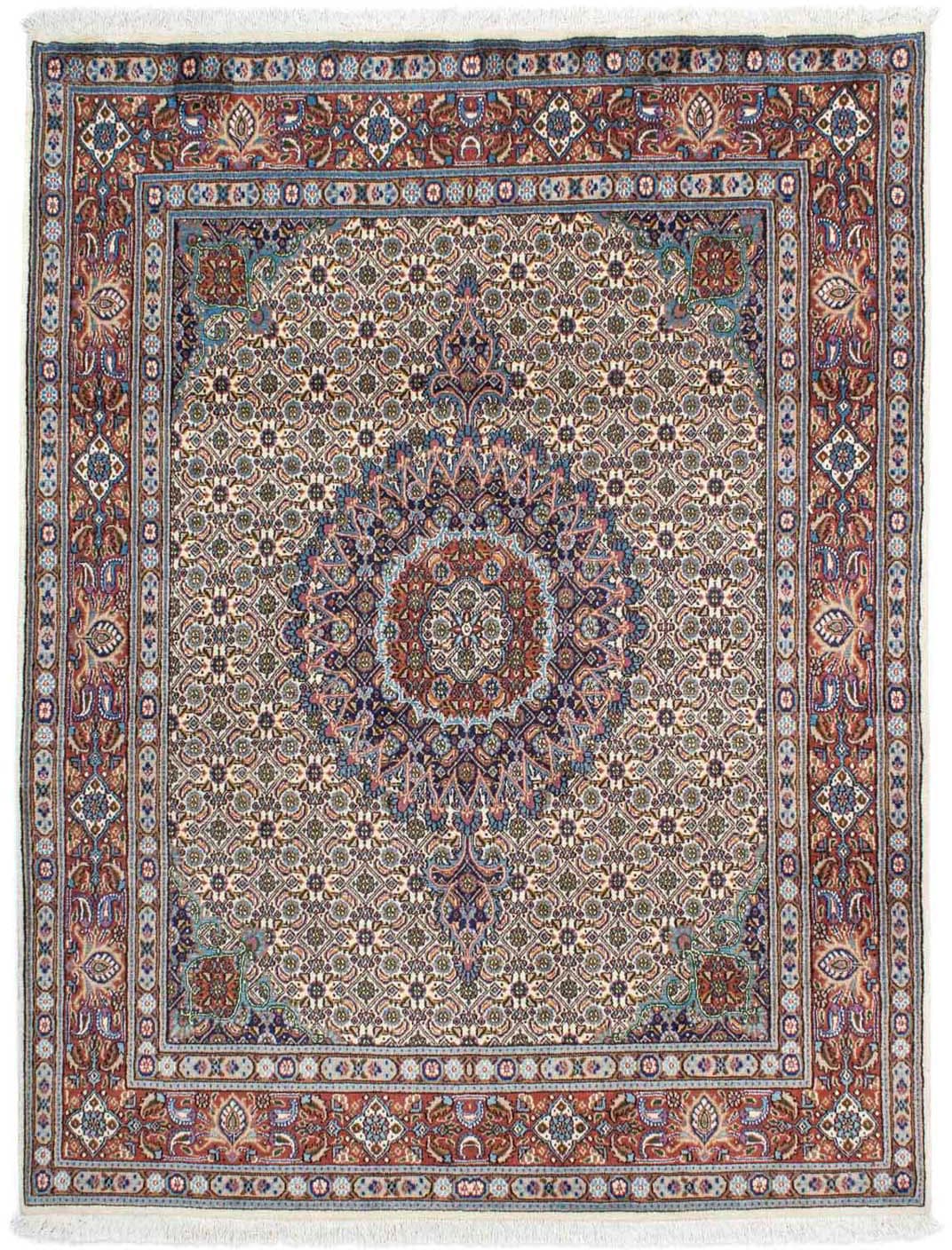 morgenland Wollteppich »Hosseinabad Medaillon Rosso chiaro 121 x 80 cm«, rechteckig, Handgeknüpft