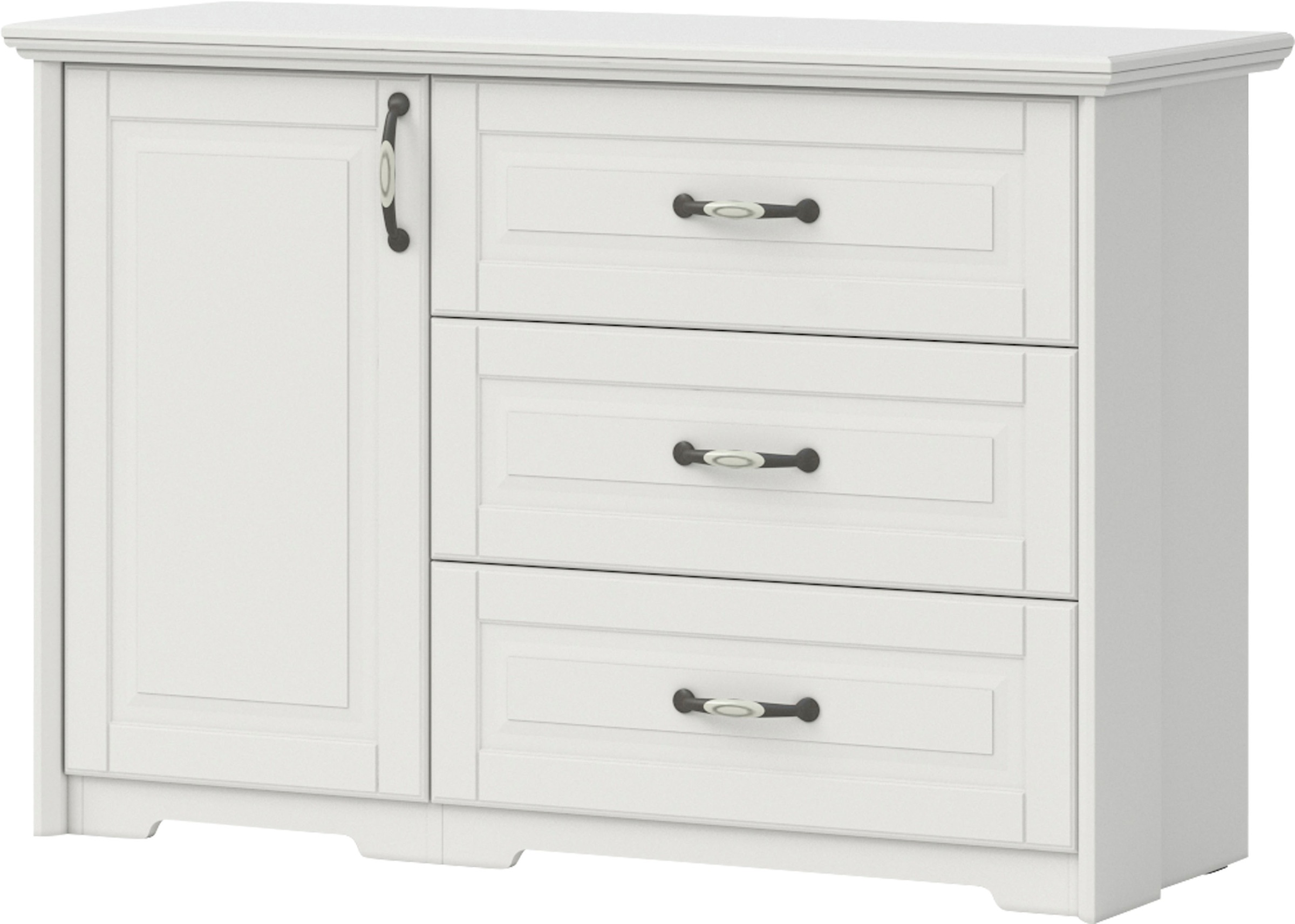 Image of GOODproduct Kombikommode "Evergreen, Masse: B/T/H 131/48/88cm, Soft-Close-Funktion" 1-türig und 3 Schubladen, im klassischen Landhausstil,FSC-zertifiziert,hochwertige UV Lackierung