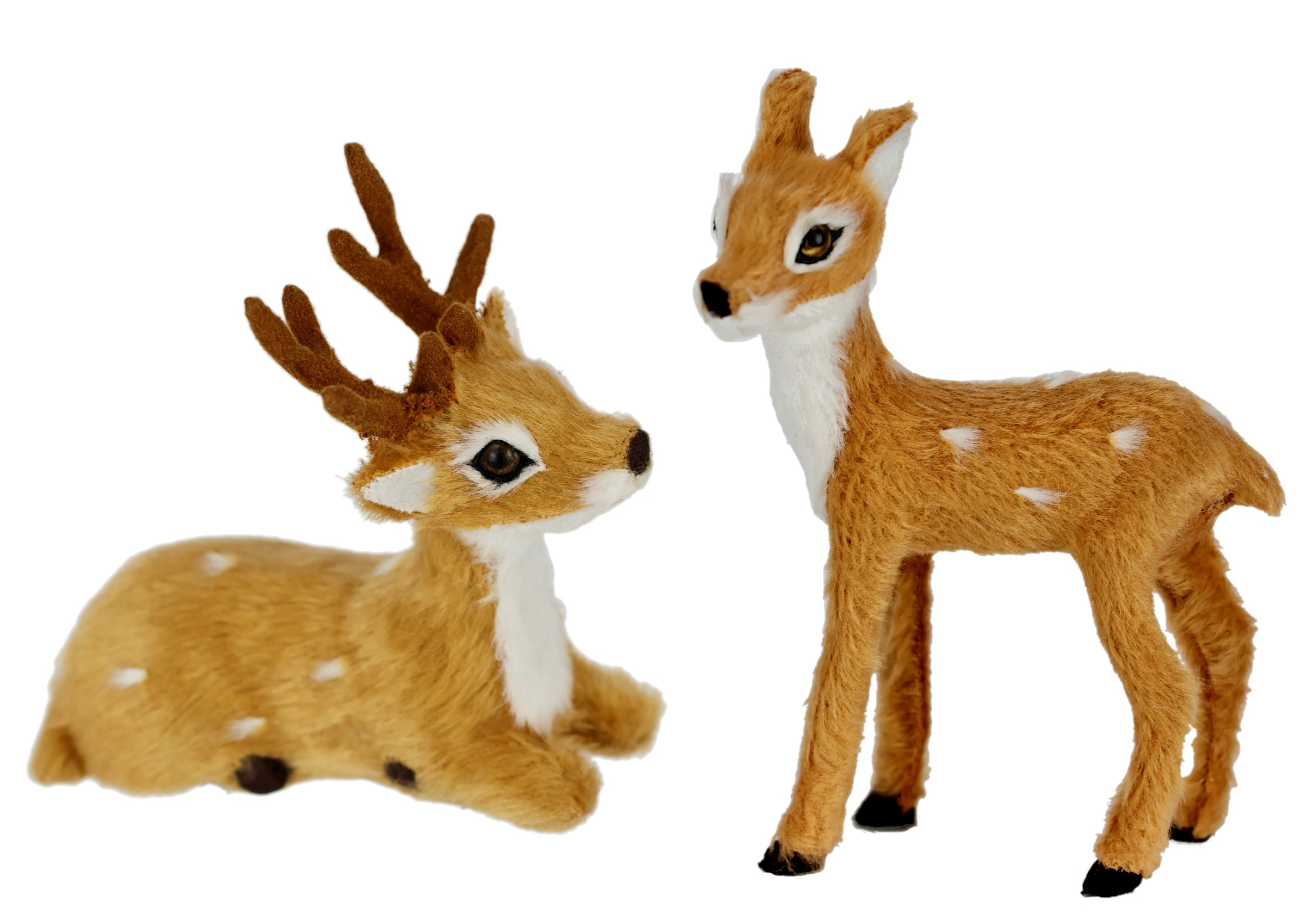 Image of I.GE.A. Dekofigur "Tierfigur mini Reh 2er Set" Kunstfell Tierfigur Statue Ornamente Pelz Plüschtier Pelztier Waldtier