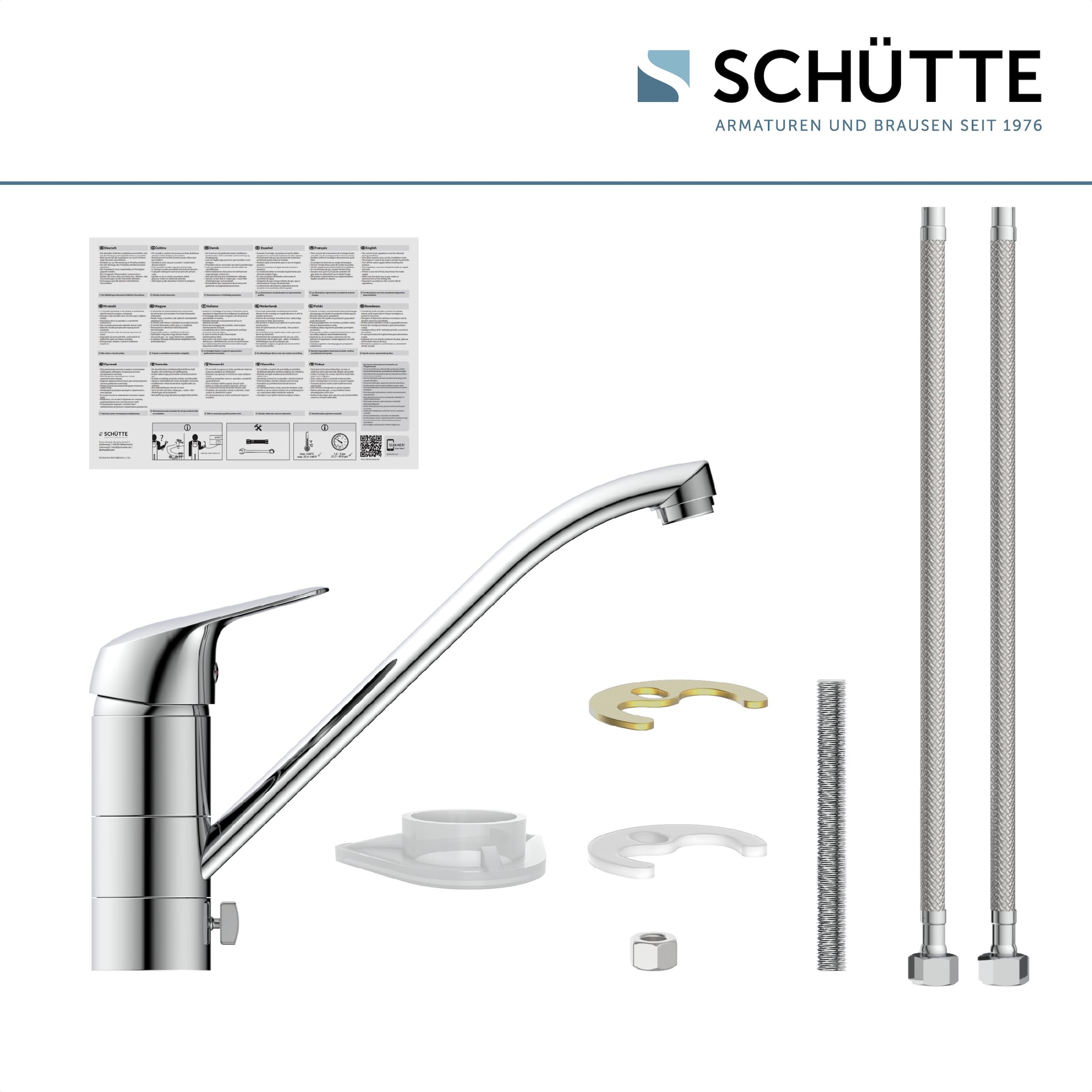 Schütte Robinet d'évier »LUCA« für Unterfenster-Montage, Wasserhahn Küche in Chrom, Hochdruck