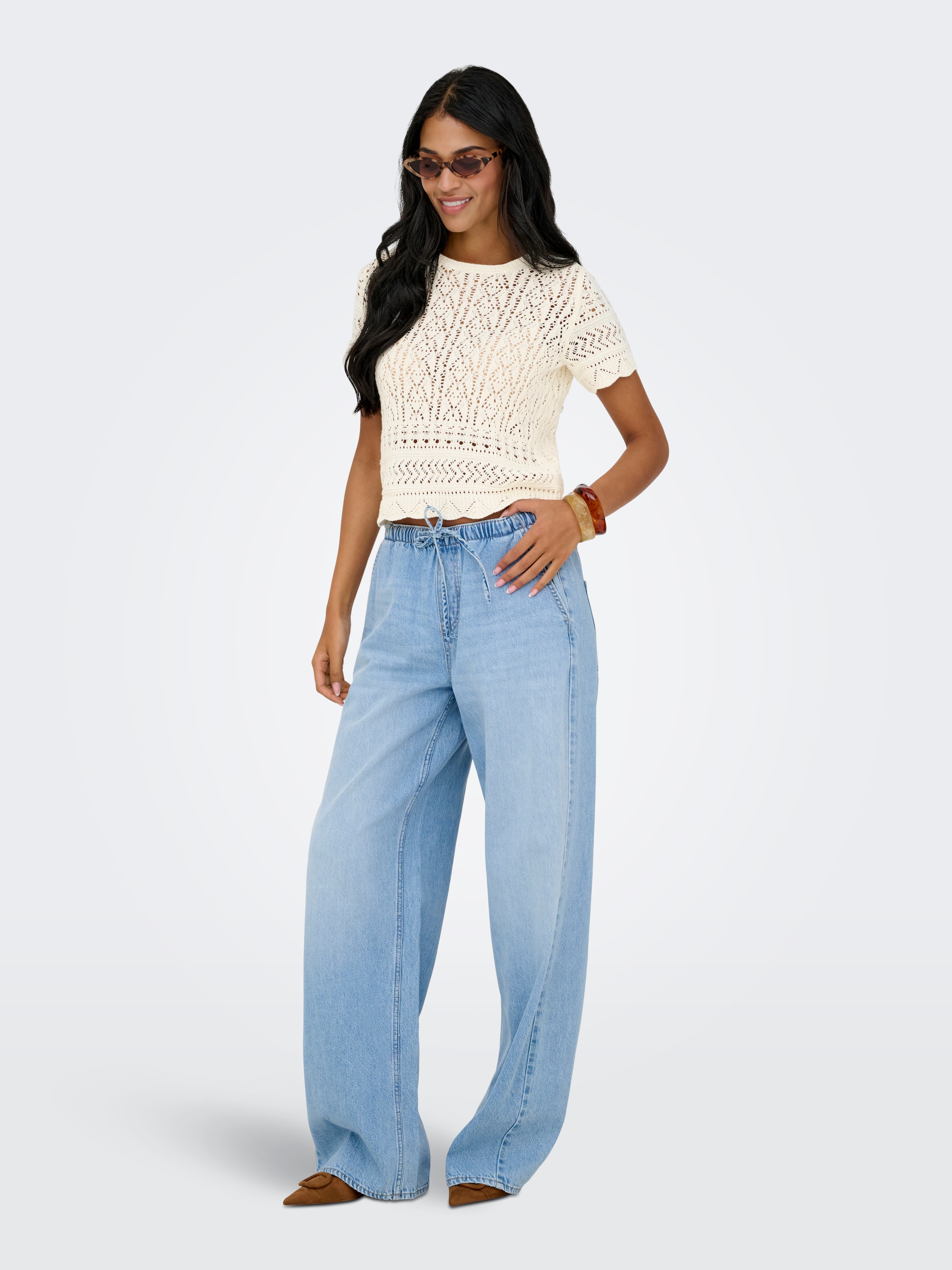 ONLY Kurzarmpullover »ONLELKE LIFE SS STRUCTUR O-NECK KNT NOOS«