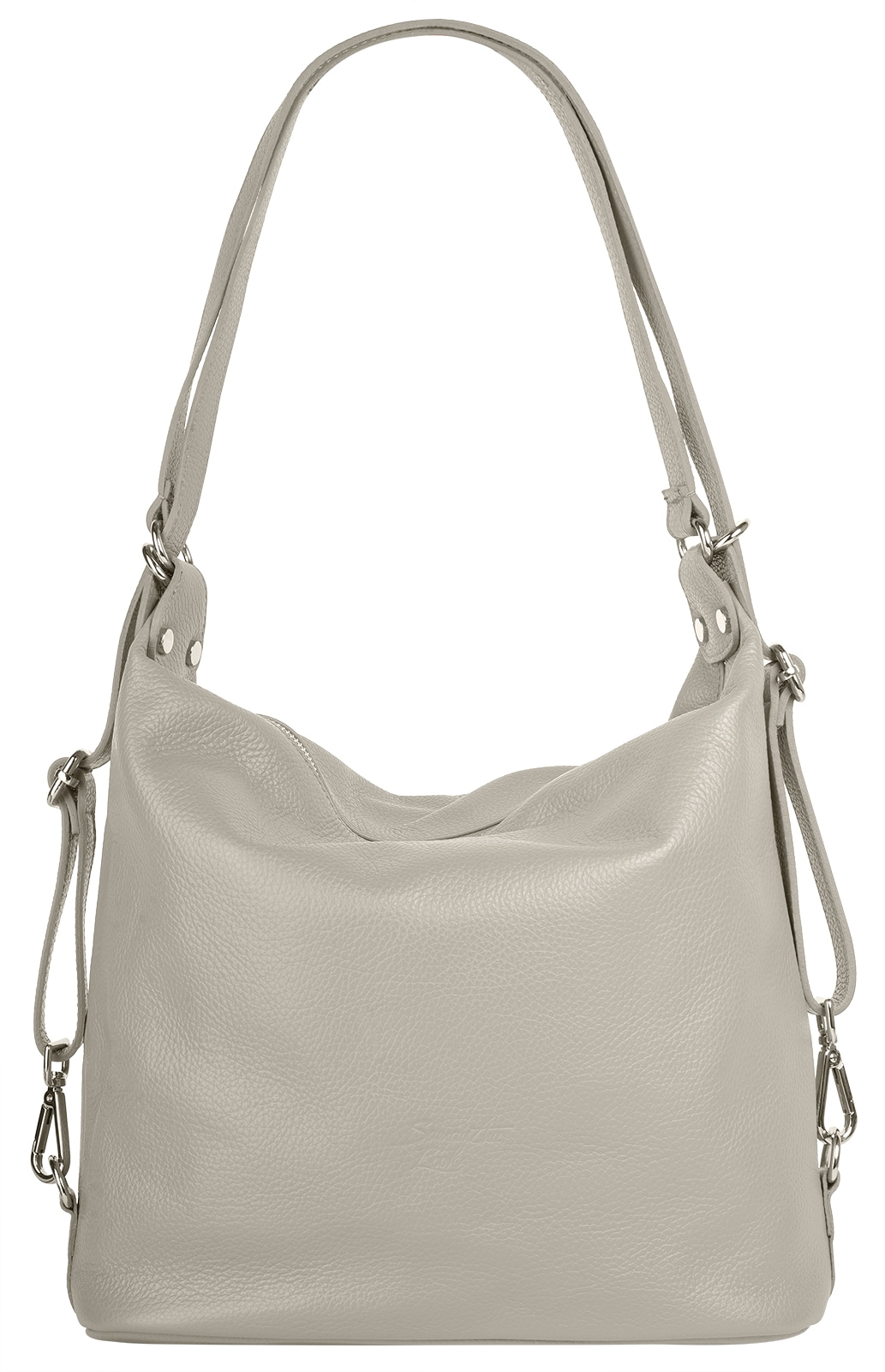 Samantha Look, Unisex, Shopper echt Leder, Made in Italy, grau, B/H/T: 31cm x 29cm x 11cm onesize, Höhe 29 cm x Breite 31 cm x Tiefe 11 cm