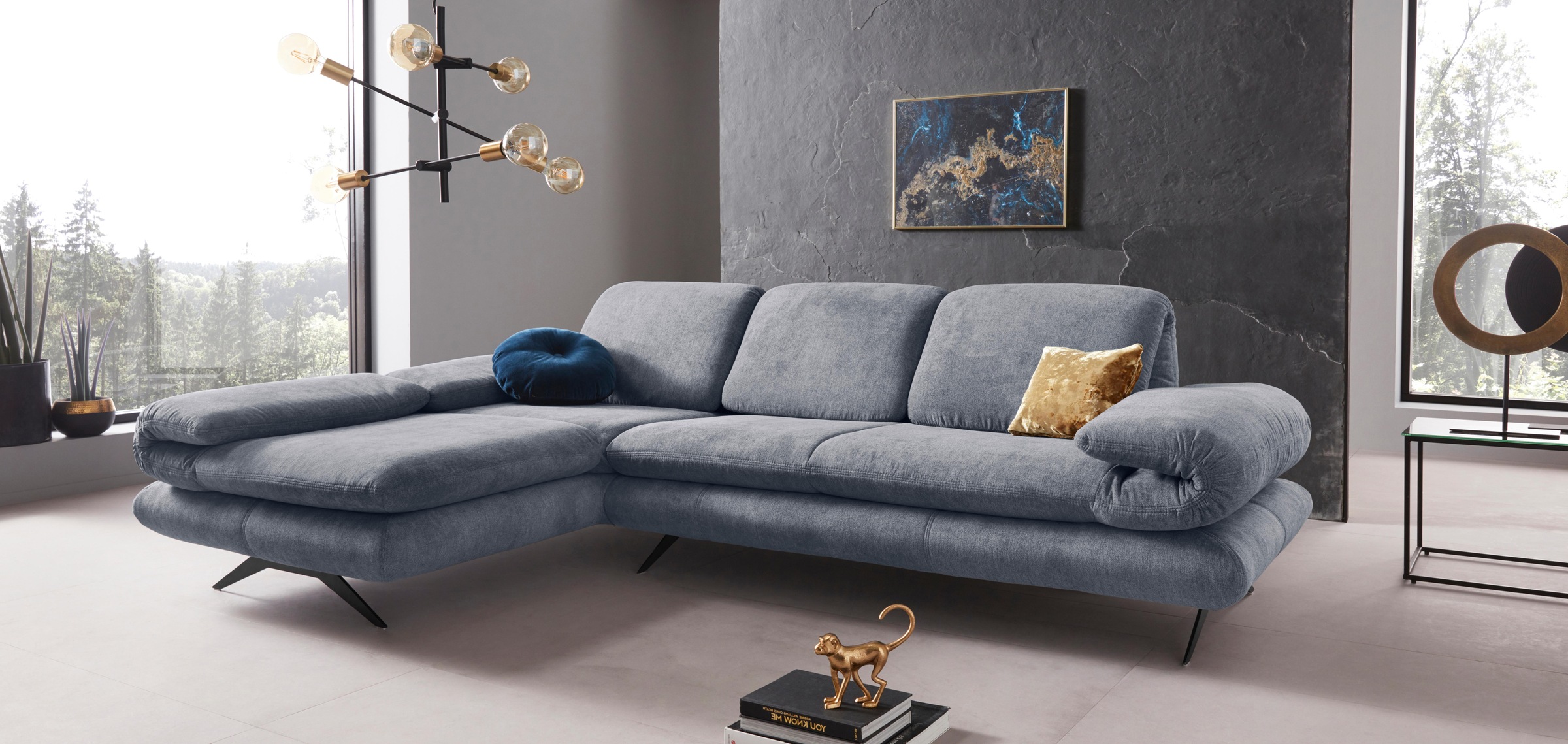 Places of Style Ecksofa »Milano L-Form«, mit und ohne Rückenverstellung und Armlehnfunktion