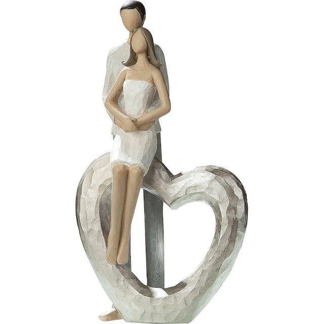 ♕ GILDE Dekofigur »Skulptur Liebespaar - Herz«, Dekoobjekt, Höhe 23 cm,  handbemalt, mit Herz, romantisch, Wohnzimmer versandkostenfrei bestellen
