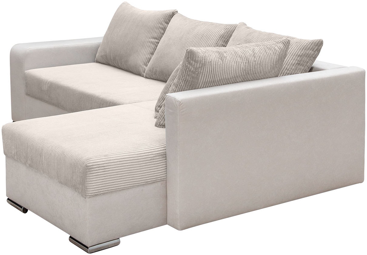 COLLECTION AB Ecksofa »L-Form« Regalarmlehne mit LED RGB Beleuchtung,Bettfunktion und Bettkasten