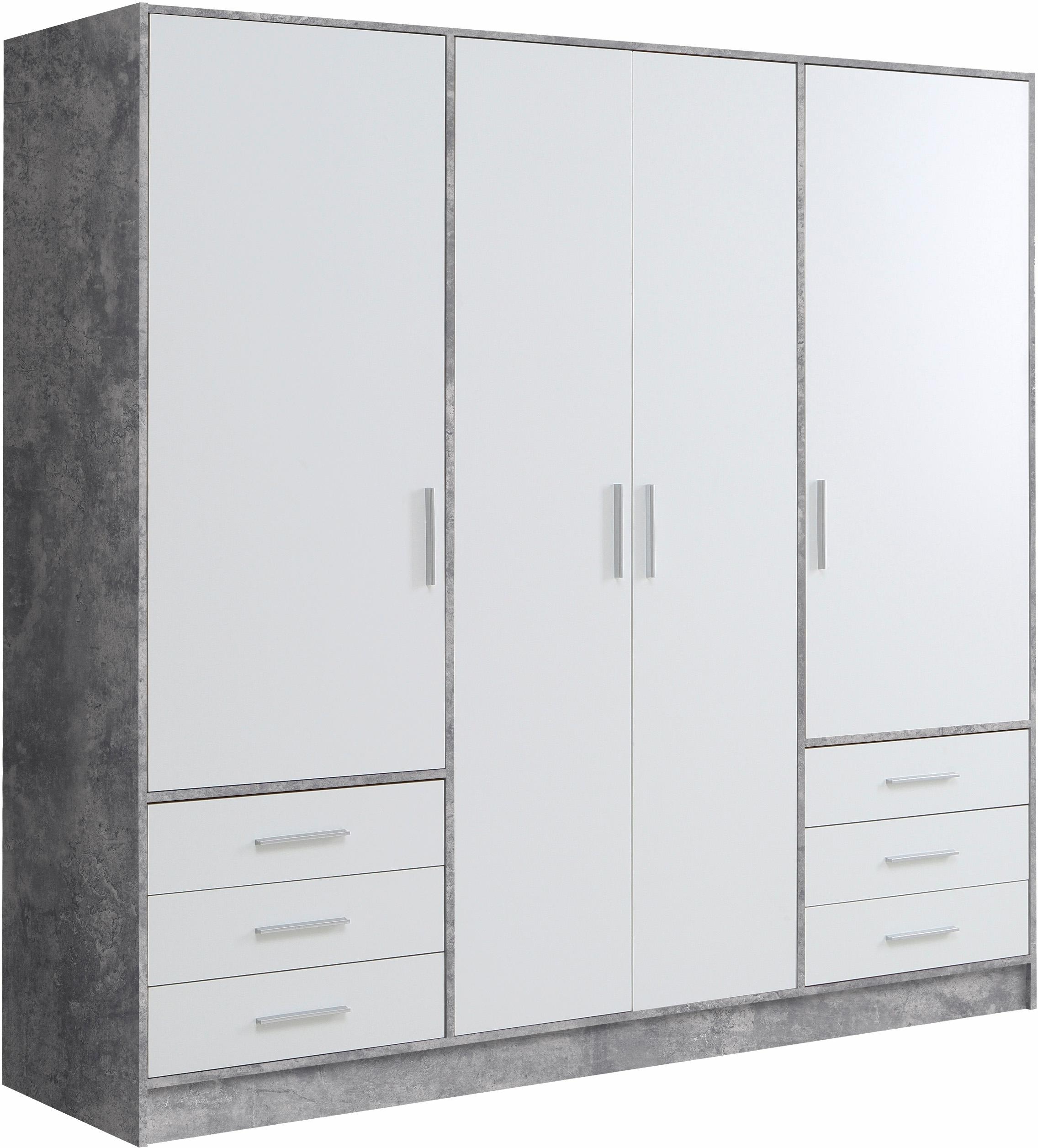 FORTE Kleiderschrank »Jupiter, Made in Europe, mit  6 Schubladen, Stauraum« Masse B/H/T ca. 207/200 cm/60,  Stauraum, 2 Breiten, 4 Farben, Schubladen, variable Einlegeböden