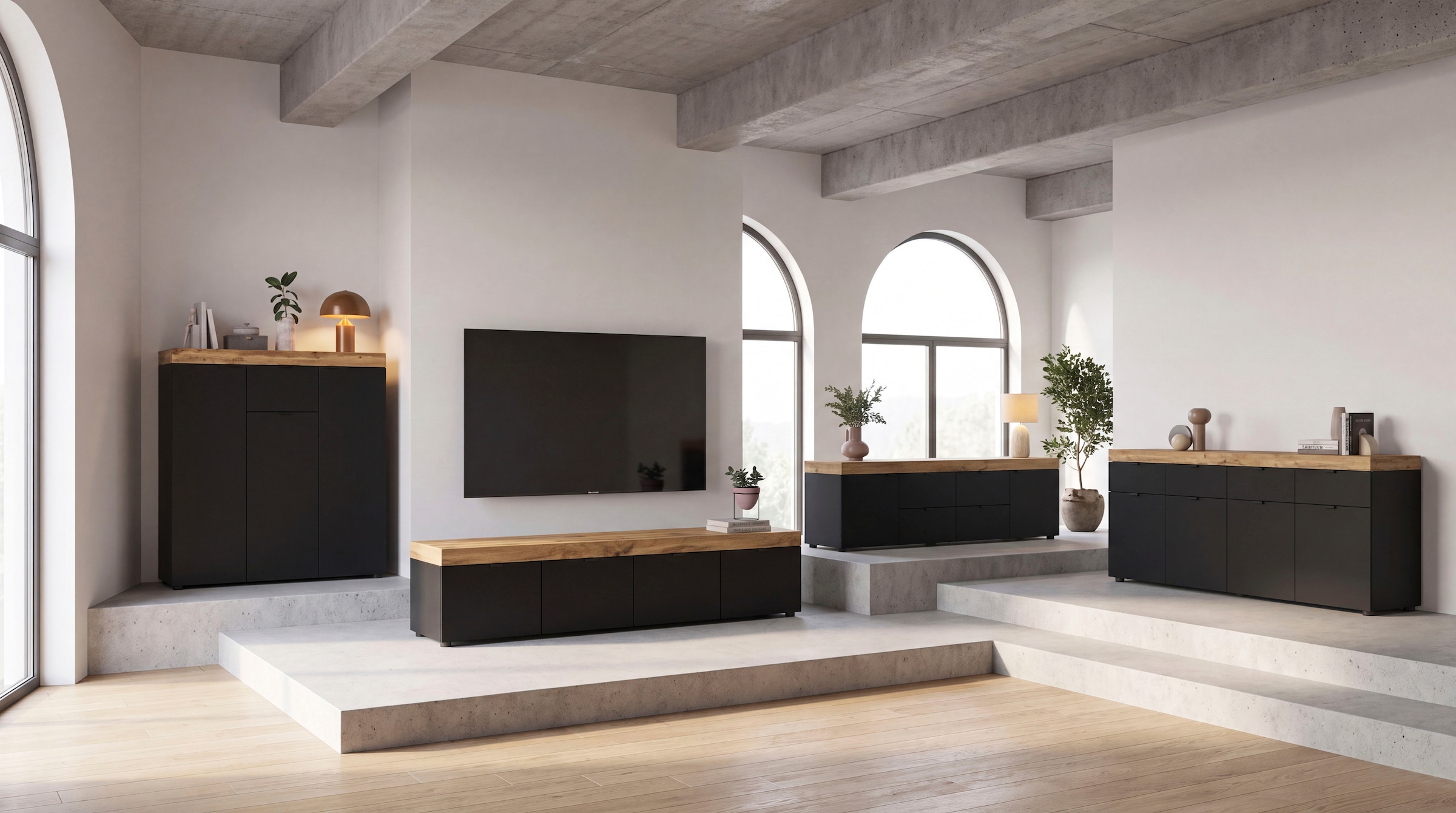 GOODproduct Sideboard »MAMBO II, Breite 200cm, 4 Türen, 4 Schubkästen, 8 Fächer« 1 Stk. tlg. Kommode, Anrichte, Wohnzimmer, Schlafzimmer