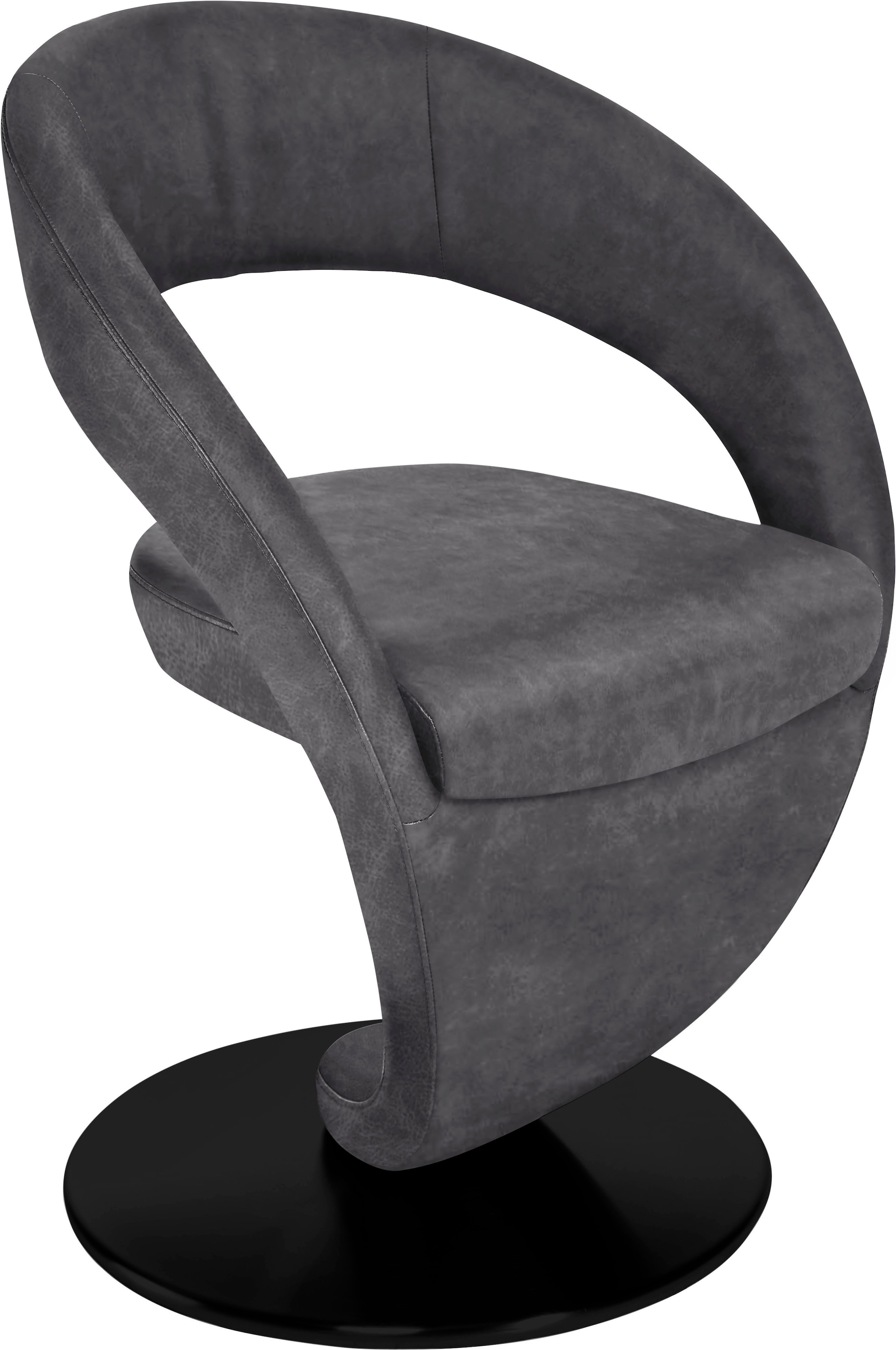 Image of K+W Komfort & Wohnen Esszimmerstuhl "Wave, Drehstuhl" () Design-Drehstuhl, schwarzer Drehteller