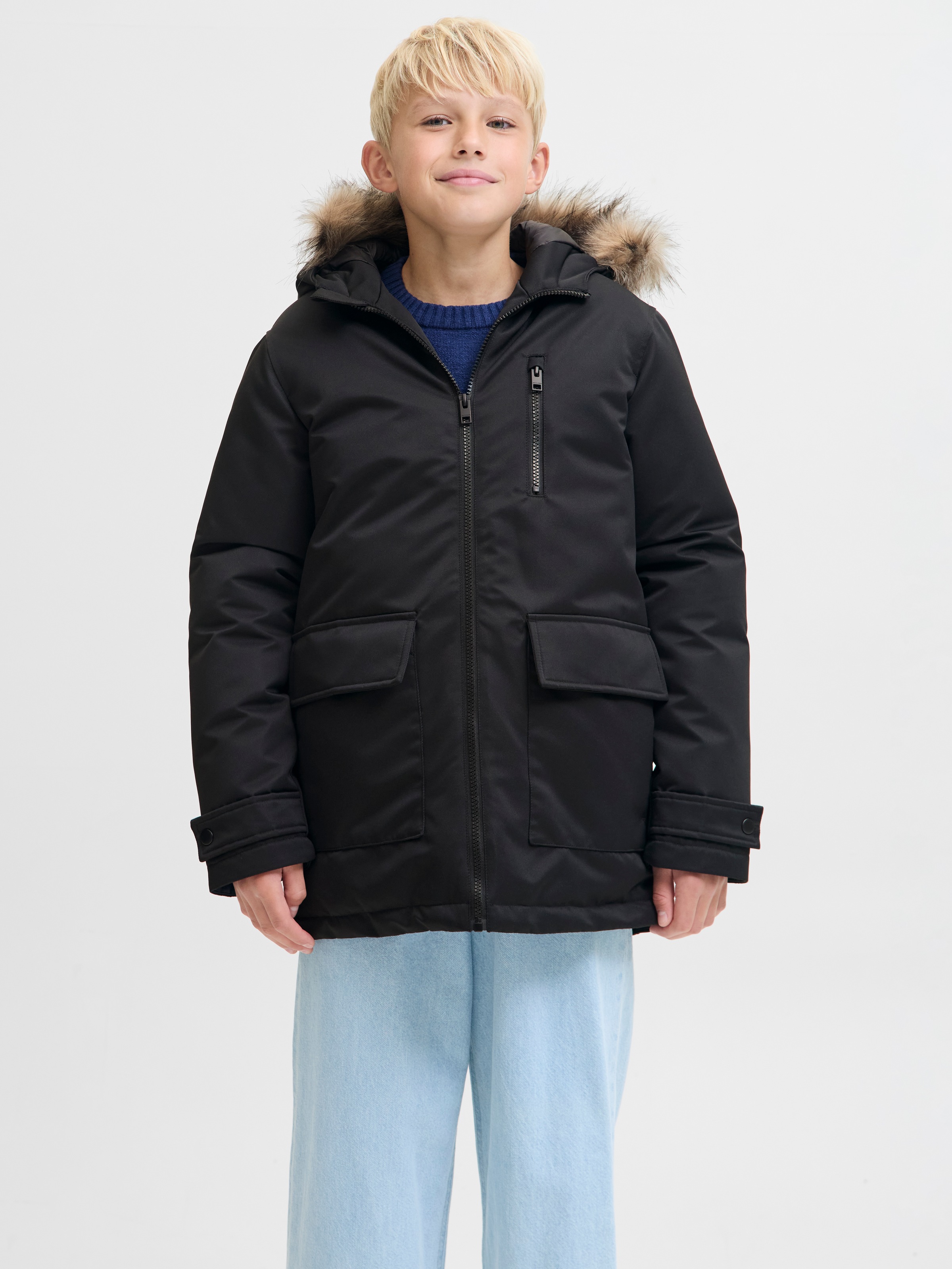 Image of Jack & Jones Junior Parka "JJCHARLIE DETACHABLE FAUX FUR PARK JNR" mit Kapuze