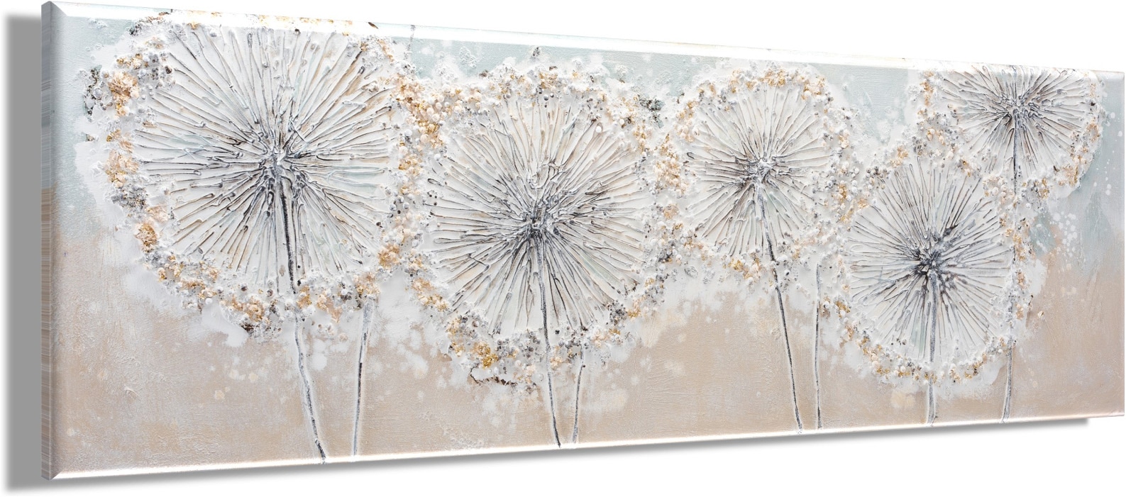 Bönninghoff Ölgemälde »handarbeit PUSTEBLUMEN 40x120 cm – Wandbild Kunst Deko« Blumen 1 Stk. tlg. handgefertigt, jedes Bild ein Unikat