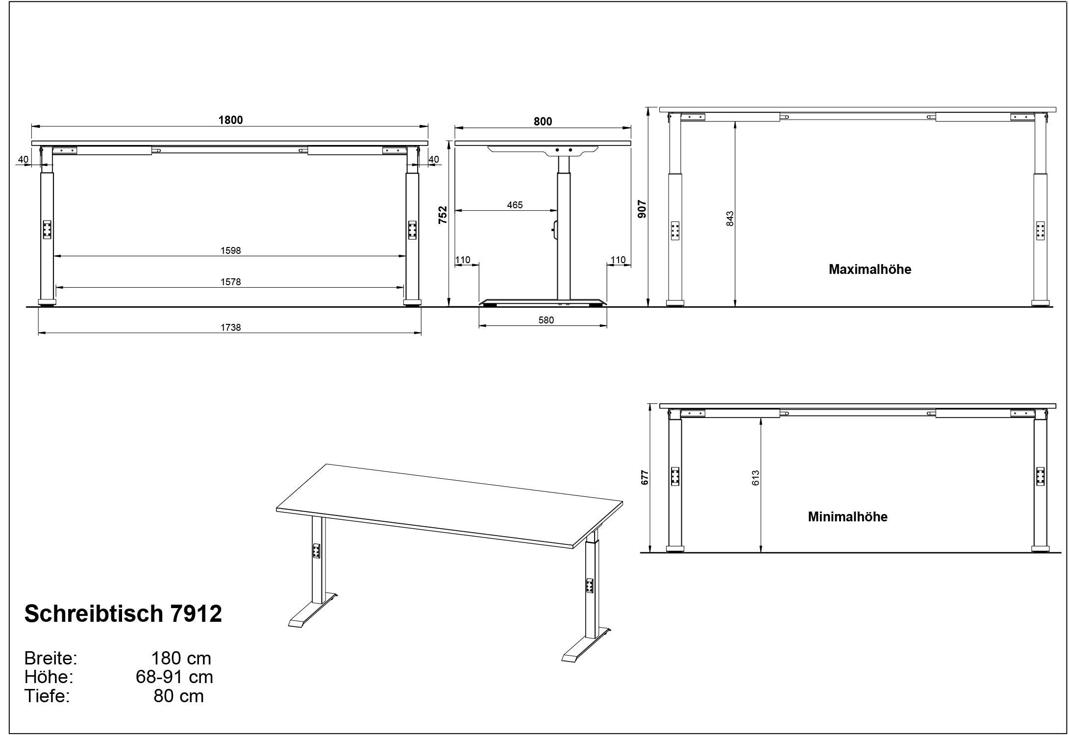 GERMANIA Büromöbel-Set »Lemont« 2 tlg. Set bestehend aus höhenverstellbarem Schreibtisch und Rollcontainer