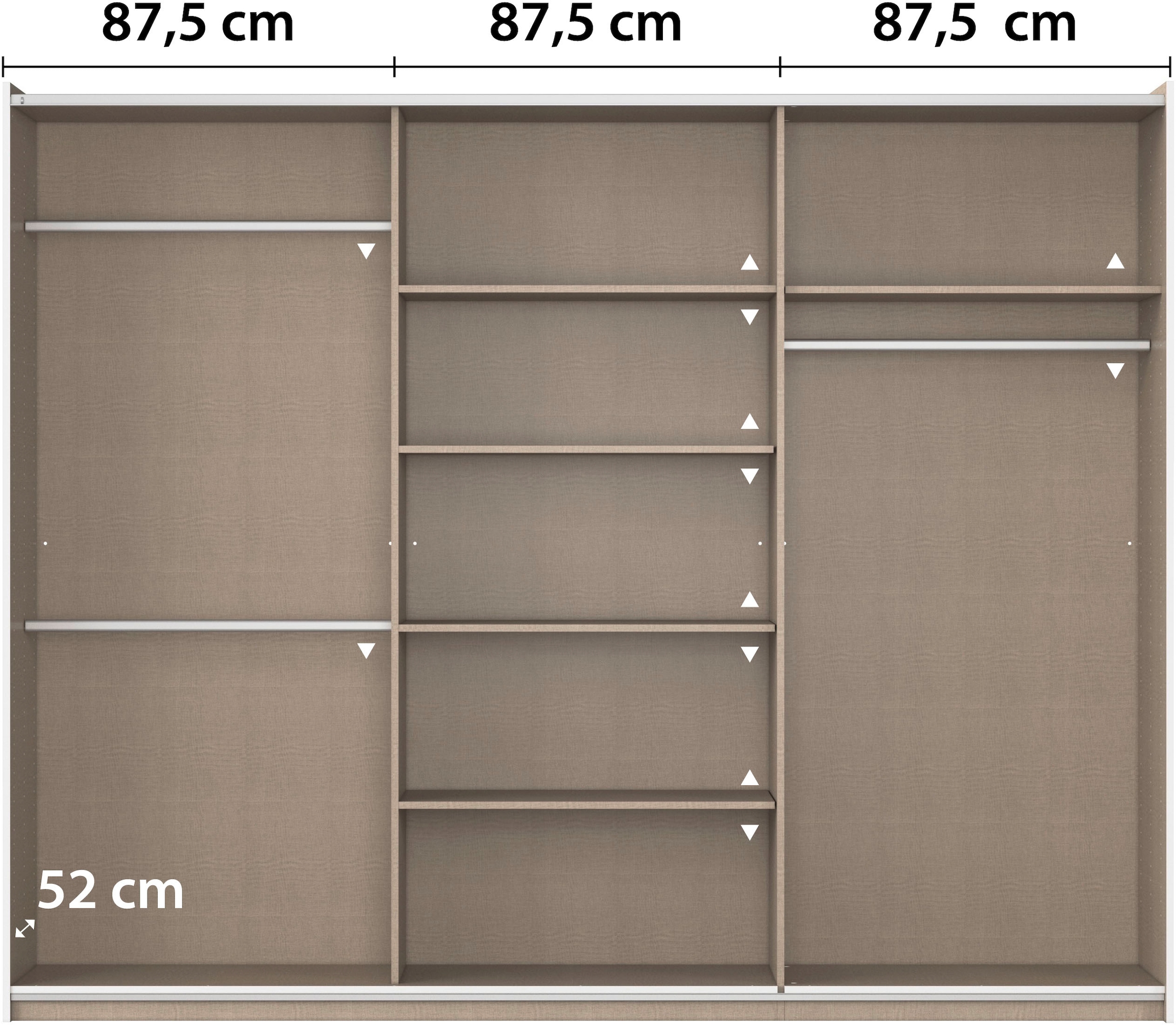 rauch Schwebetürenschrank »Kleiderschrank Schrank Garderobe TOPSELLER ASTANA OTTO´s CHOICE« 3 Ausstattungen BASIC/CLASSIC/PREMIUM (inkl. SOFT-CLOSE-FUNKTION),  mit 3 Spiegelelementen, Metallgriffleisten alufarbig MADE IN GERMANY