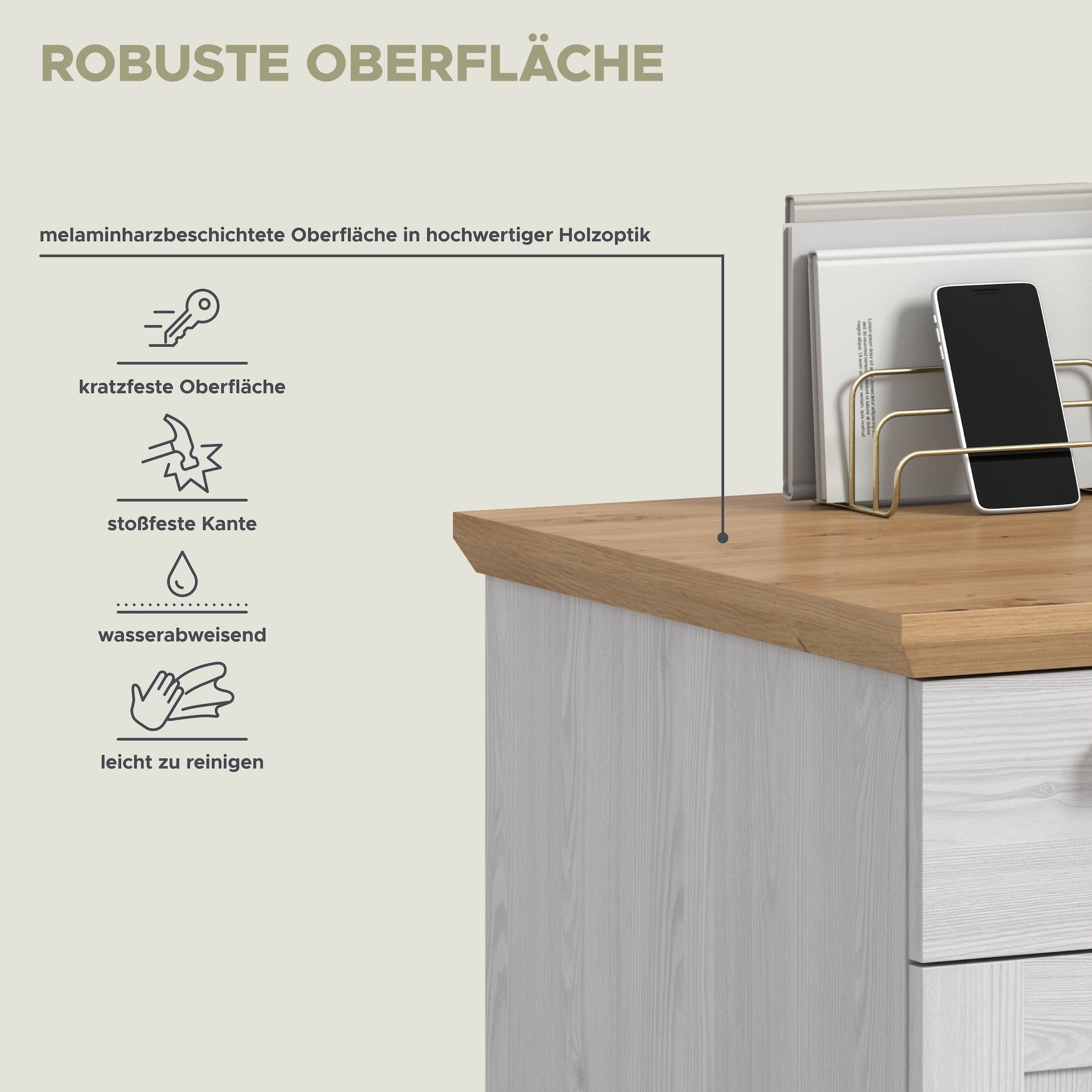 Home affaire Bureau »COSENZA, Breite 134 cm, 1 Tür, 1 Schubkasten, 2 Fächer« Style maison de campagne, combinable avec d'autres articles de la série,  Bureau, table d'ordinateur, table pour ordinateur portable, télétravail