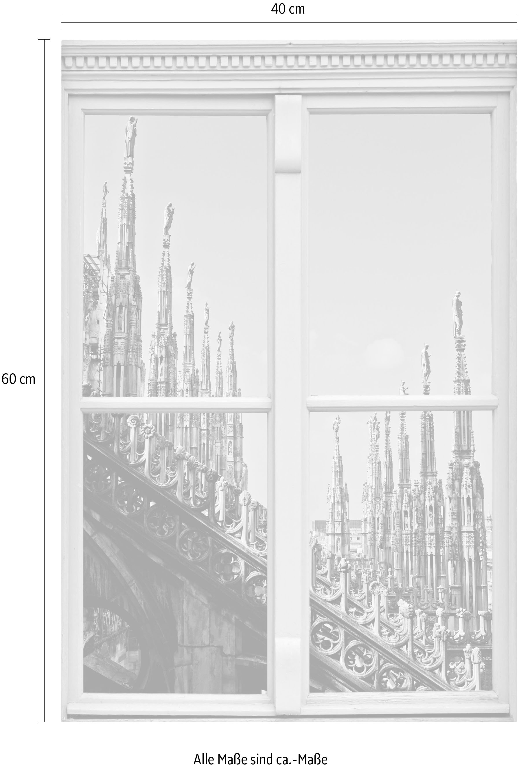 queence Wandsticker »Bauwerk«, Wandsticker, Wandbild, selbstklebend, 3D, Fenster