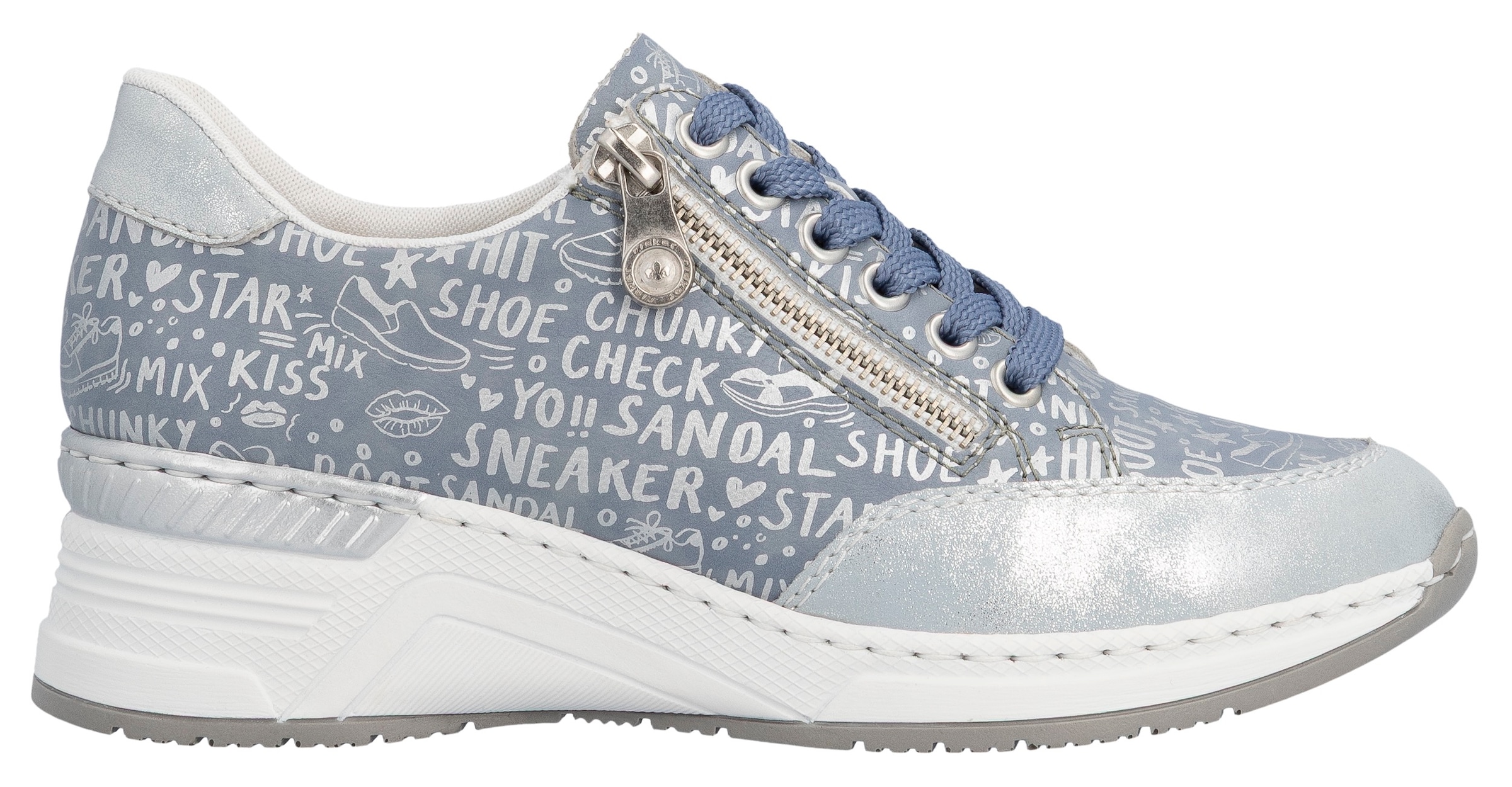 Rieker Sneakers  mit Lettern bedruckt, Freizeitschuh, Halbschuh, Schnürschuh