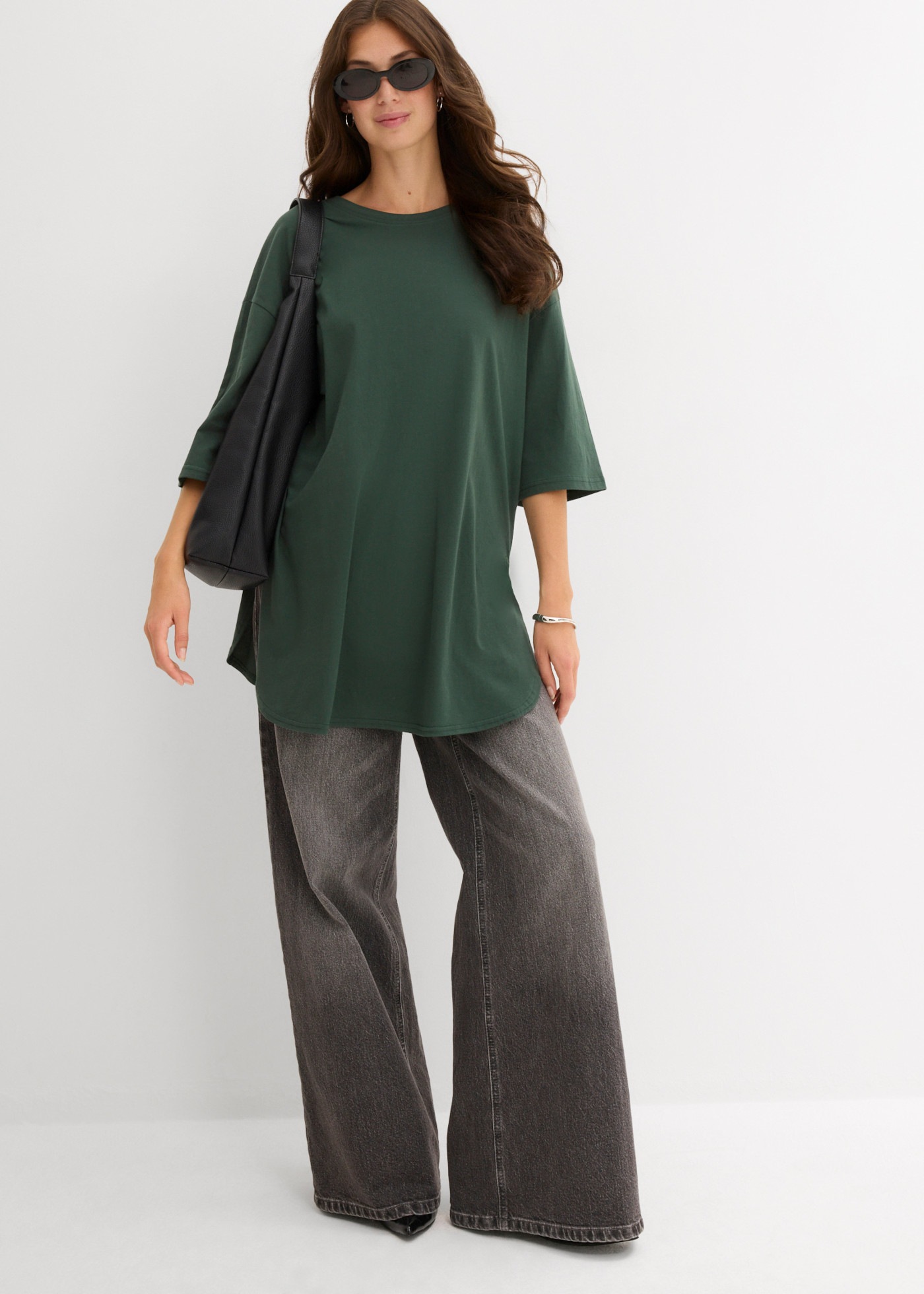 bonprix Oversize-Shirt mit Seitenschlitzen, aus Baumwolle