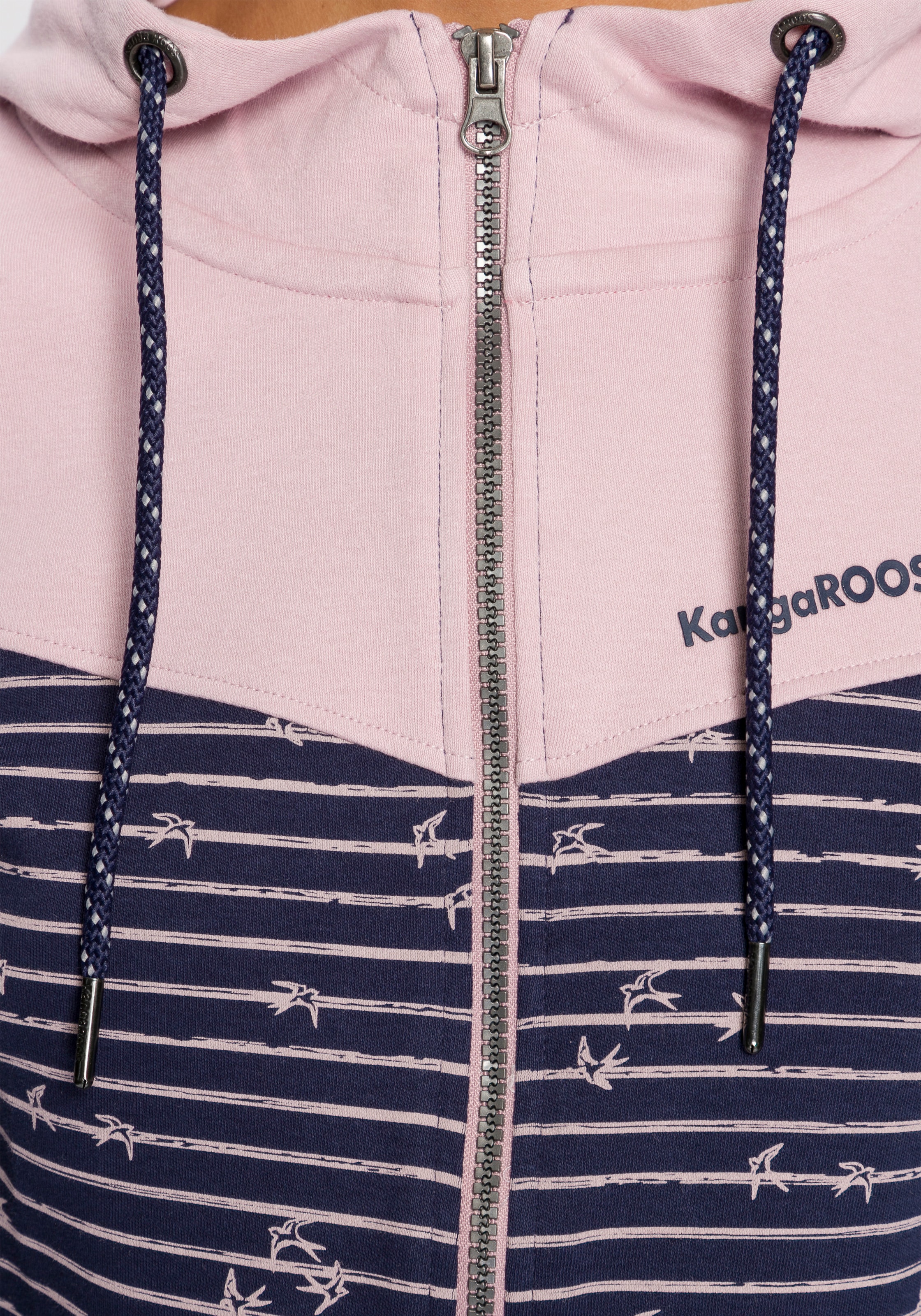 Beliebte Marke KangaROOS Kapuzensweatjacke, mit Colourblocking Uni-Alloverdruck-Mix versandkostenfrei im auf