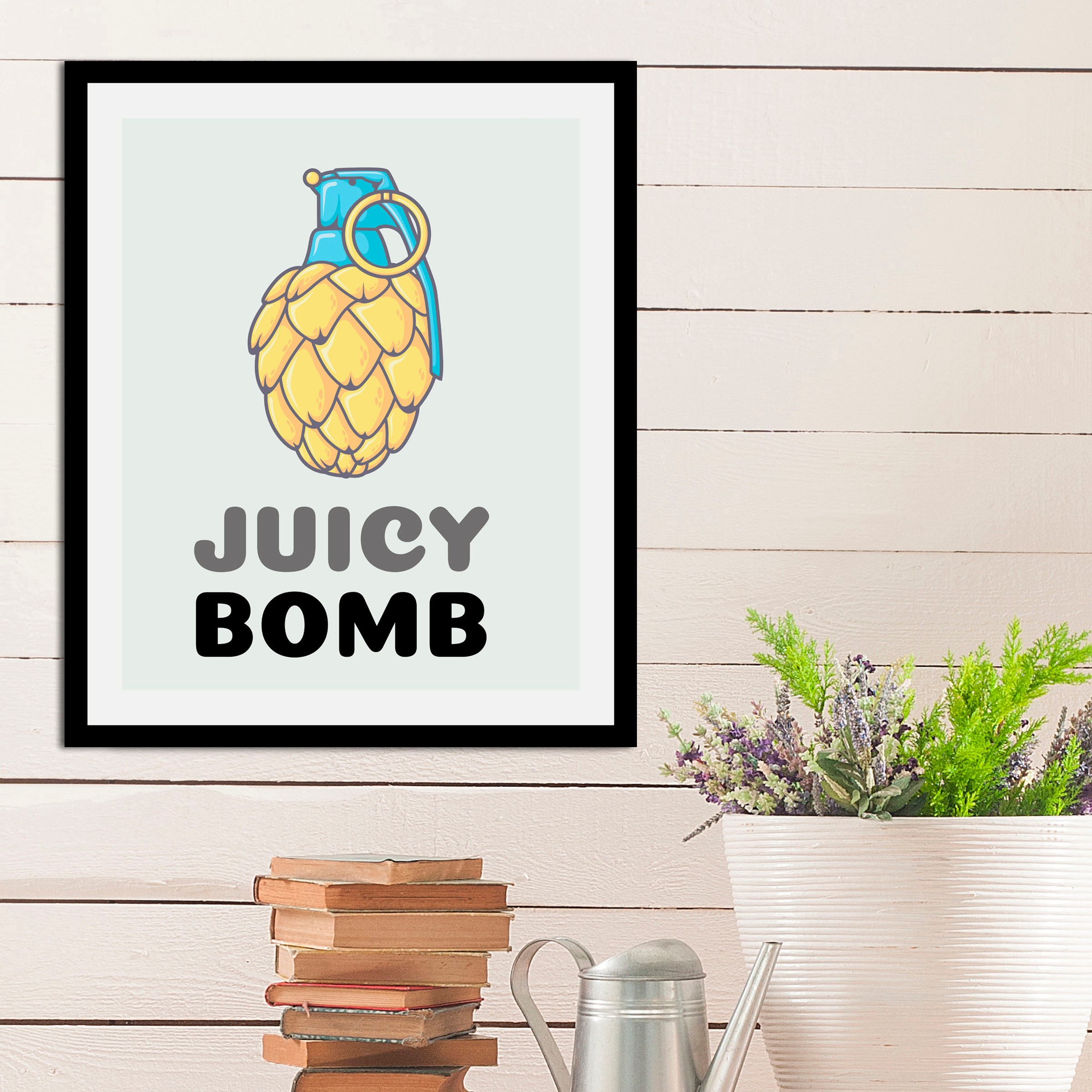Image of queence Bild "Juicy Bomb" Abstrakt Figuren Humor Obst Obst Bilder Schriftzug 1 Stk. tlg. gerahmt