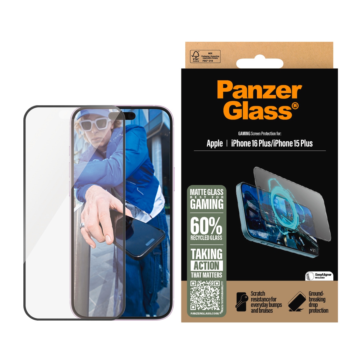 Image of PanzerGlass Displayschutzglas "Gaming Screen Protection" für Apple iPhone 16 Plus;Apple iPhone 15 Plus Displayschutzfolie, Schutzfolie, Bildschirmschutz, kratz- & stossfest