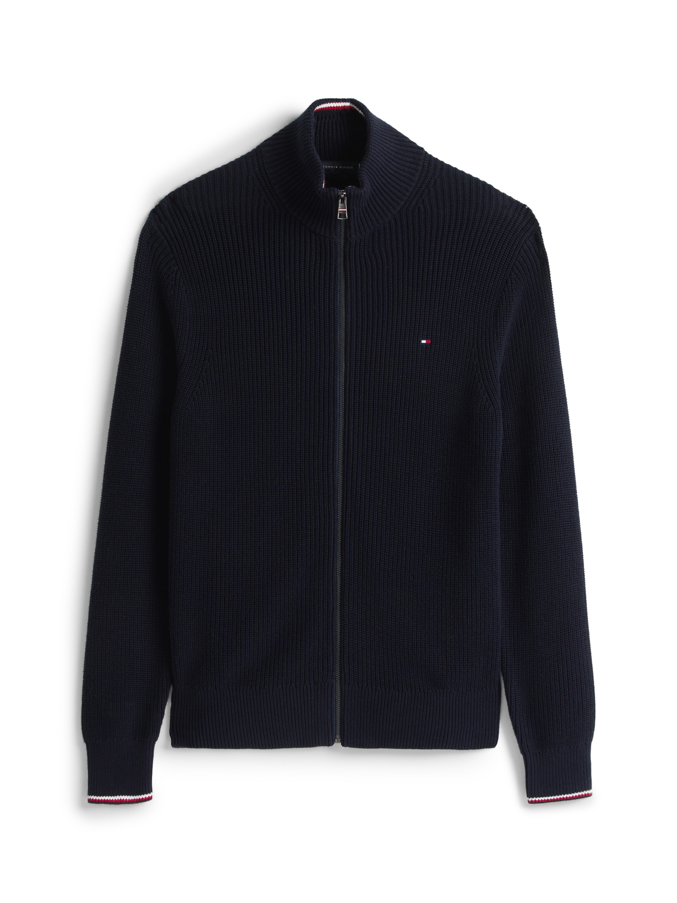 Tommy Hilfiger Strickjacke »RWB RIB ZIP THROUGH« Rippstrick