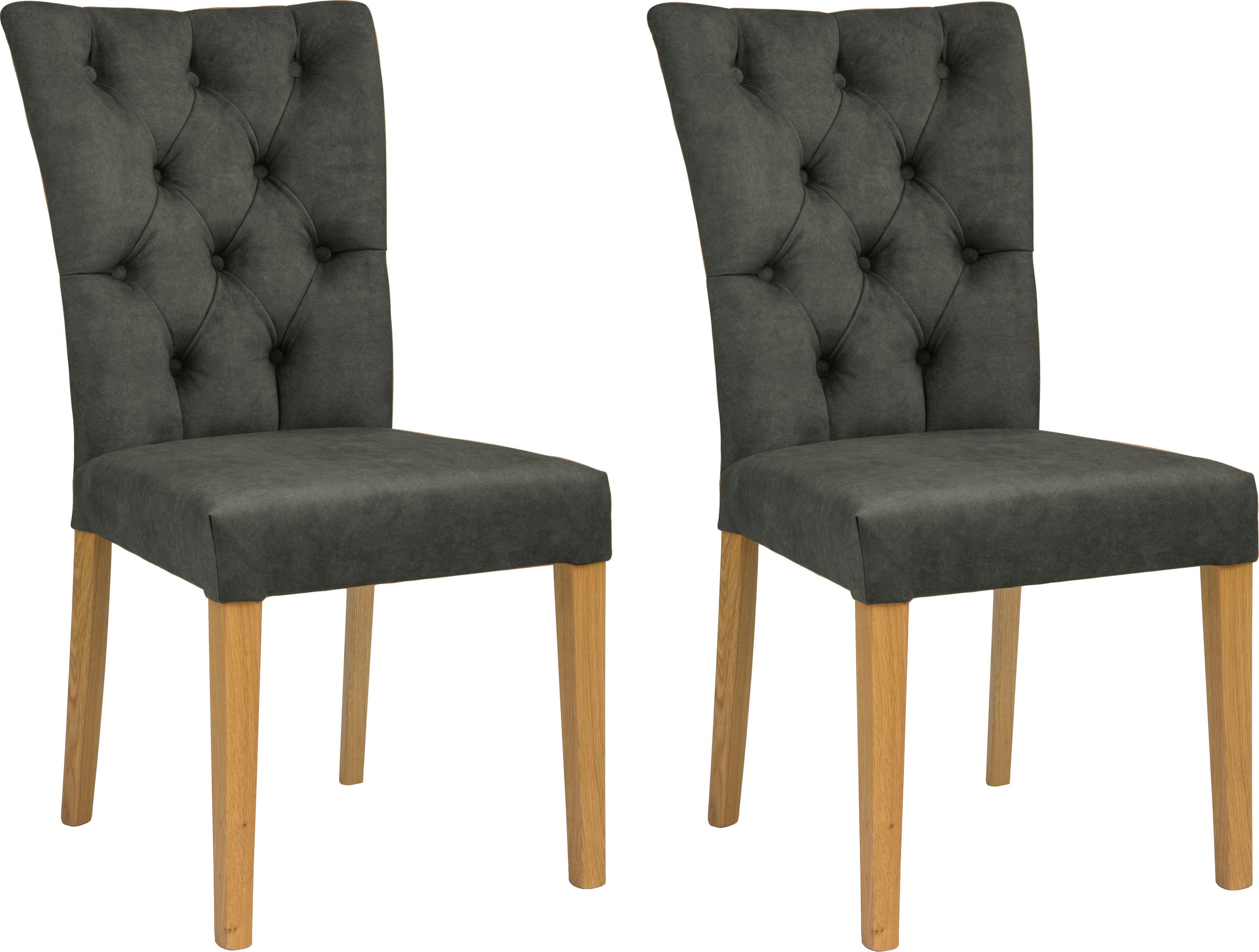 Image of Leonique Stuhl »Peillon«, (Set), 2 St., Samtvelours, mit Knopfsteppung und Beinen aus massiver Eiche bei Ackermann Versand Schweiz