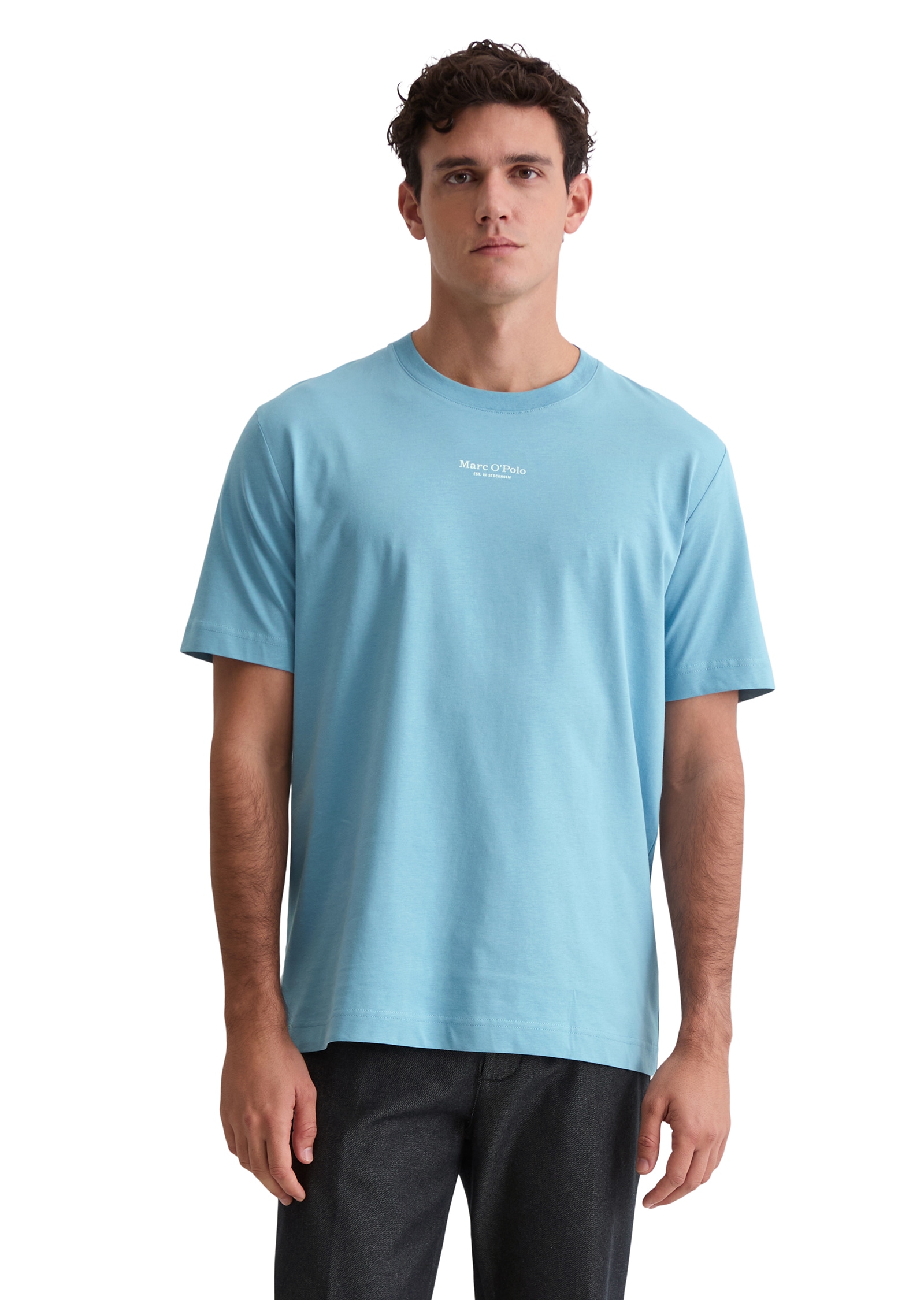 Marc O'Polo T-shirt ein kleines, dezentes Logo in Kontrastfarbe ziert die Brust