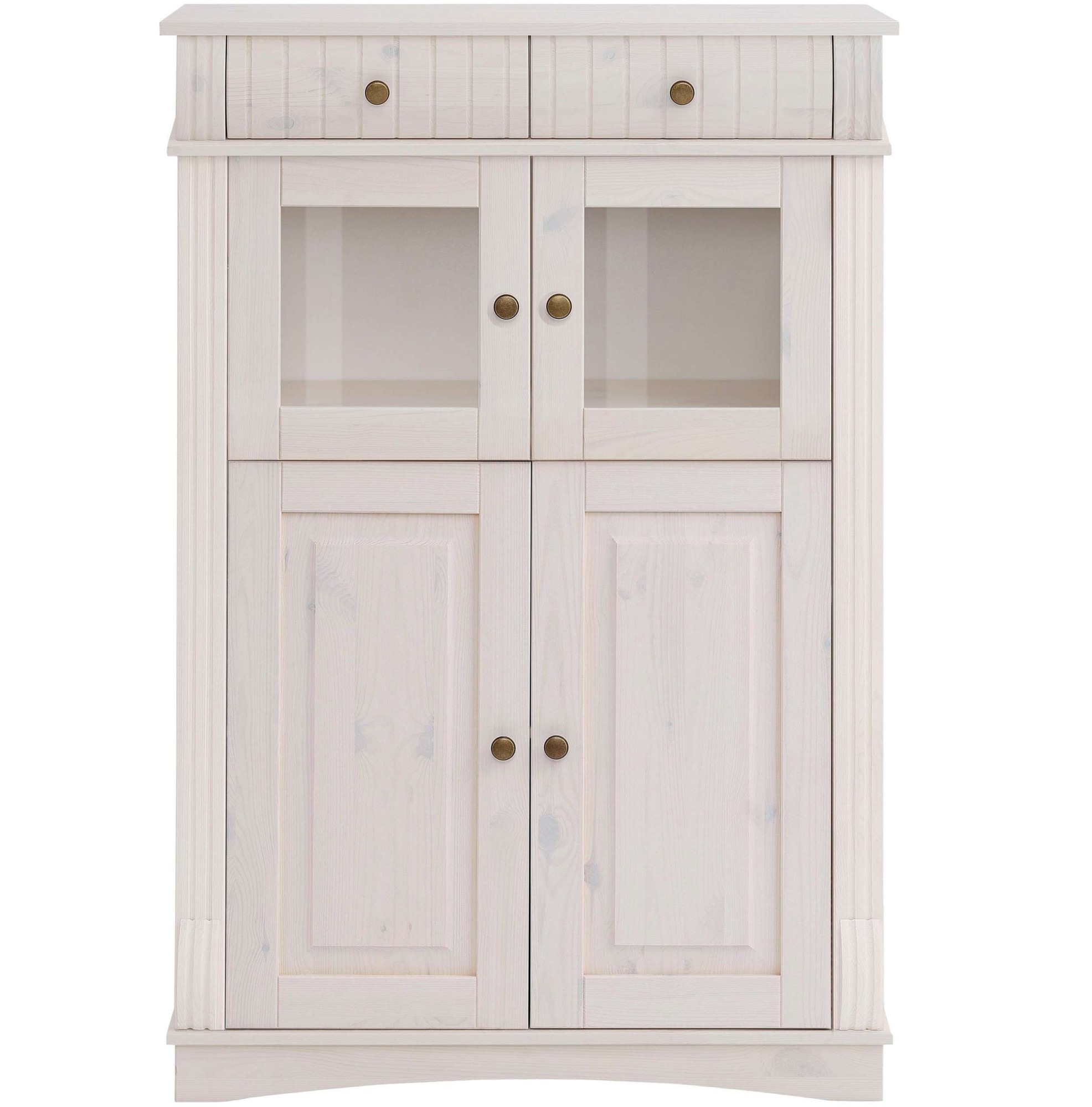 Image of GOODproduct Highboard "Teresa Mini-Vitrine mit Glastüren und 2 Schubkästen" Kommode, aus massiver Kiefer, Breite 84 cm, Höhe 120 cm, FSC