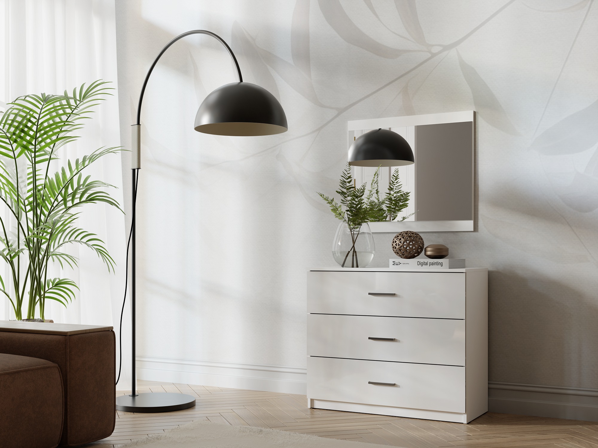 Image of Home affaire Kommode "LANDERY Sideboard mit 3 Schubladen, weiss hochglänzend" Schubladenschrank mit viel Stauraum, Masse B/T/H: 93/42/80,5 cm