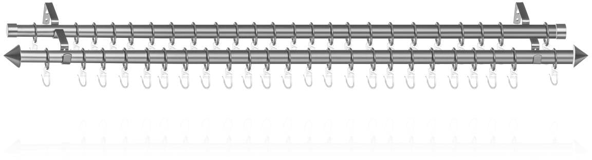 LICHTBLICK ORIGINAL Gardinenstange »Gardinenstange Kegel, 20 mm, ausziehbar, 2 läufig 130 - 240 cm Chrom«, 2 läufig-läufig, ausziehbar, Zweiläufige Vorhangstange mit Ringen für Gardinen und Stores.