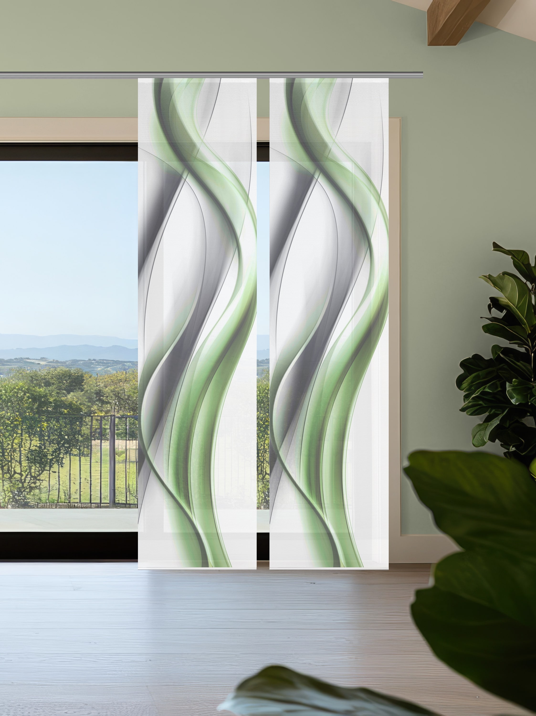 Vision S Rideau coulissant »CARA« Support de panneau 2 cuis tlg. rideau coulissant, aspect bambou, impression numérique, SET