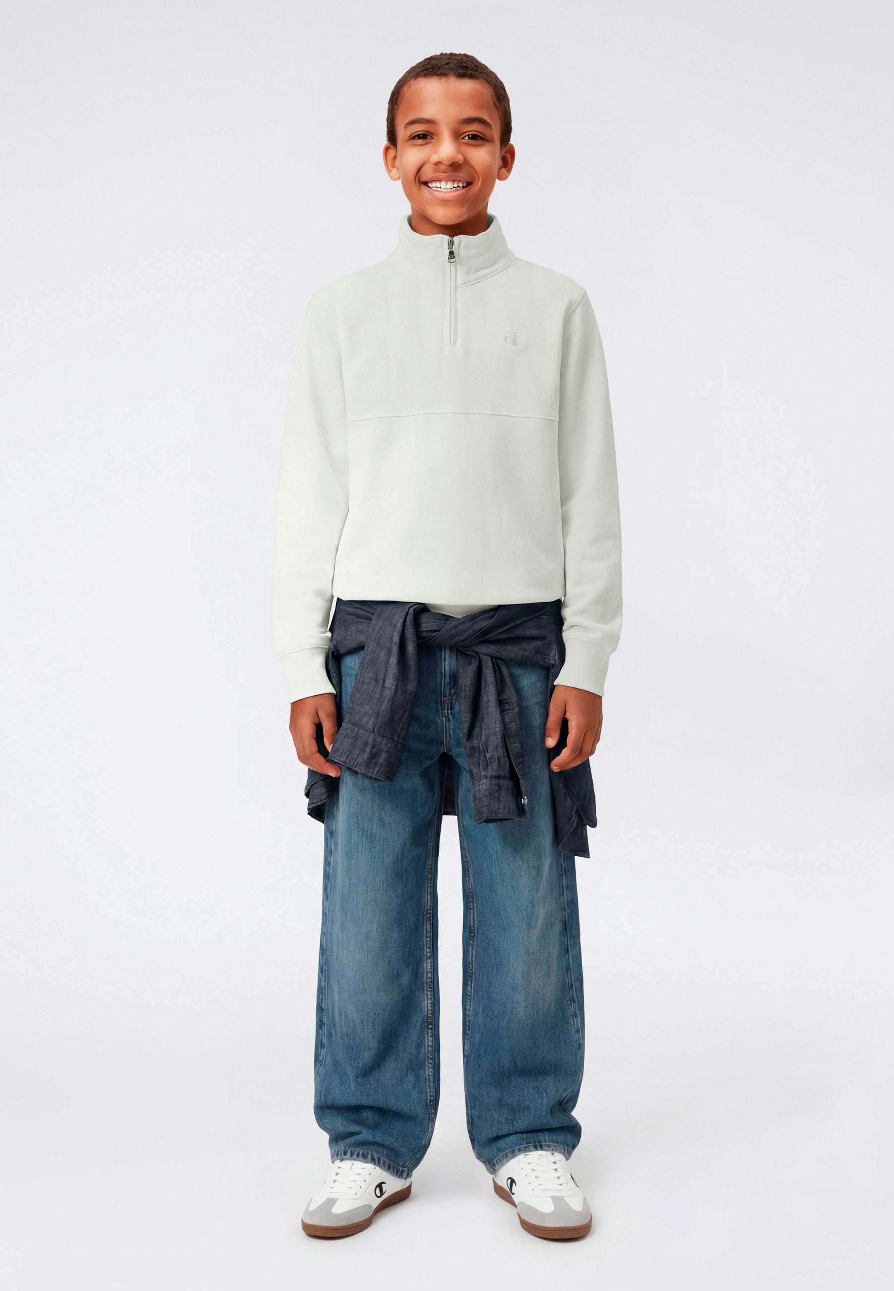 Champion Sweatshirt »ICONS Terry Half zip sweatshirt with small C logo«, für Kinder, sportlicher Stil, mit Reissverschluss
