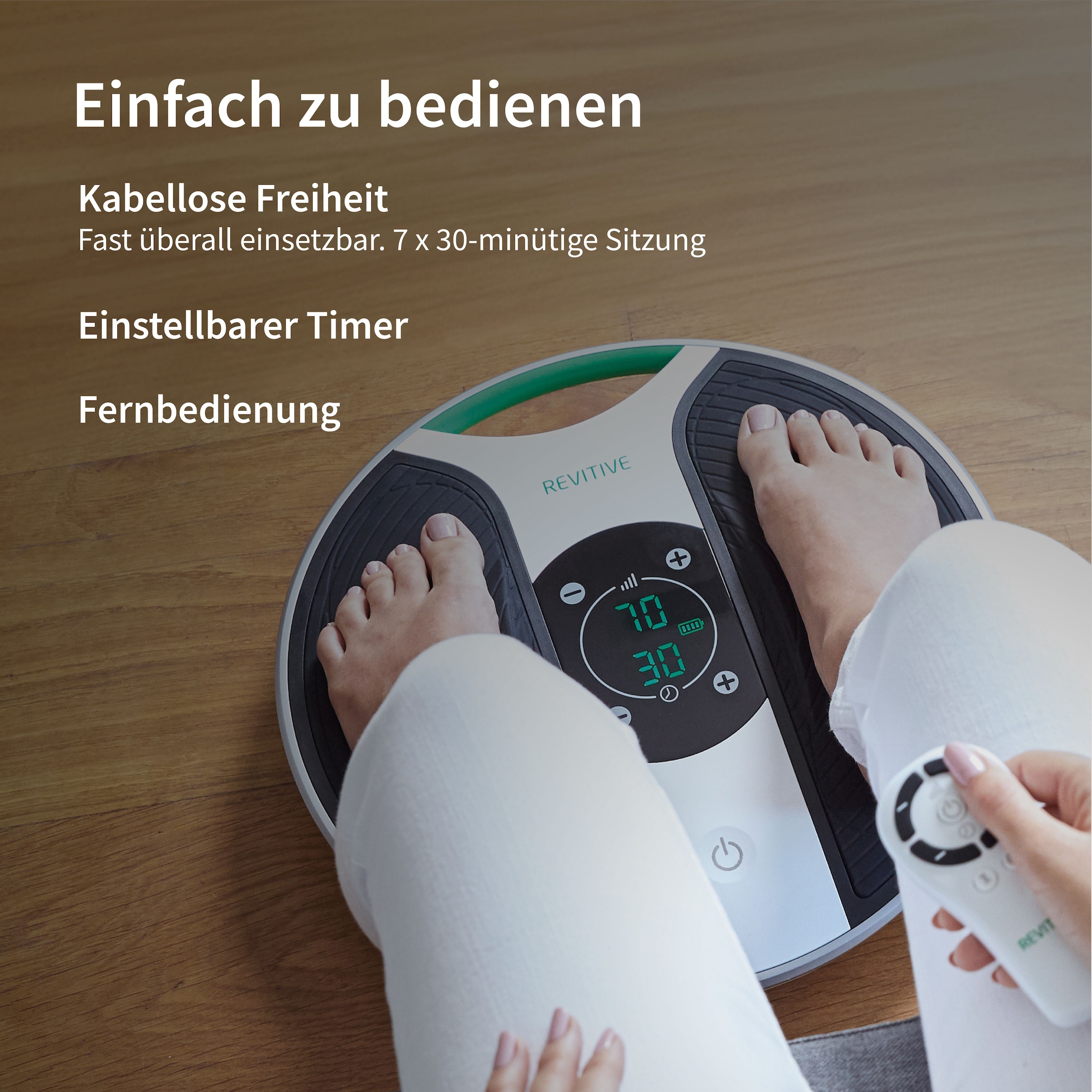REVITIVE Appareil de massage EMS pour les pieds »Medic Plus Knie Durchblutungs-Stimulator« Soulage les douleurs, mauvaise circulation, gonflements, crampes