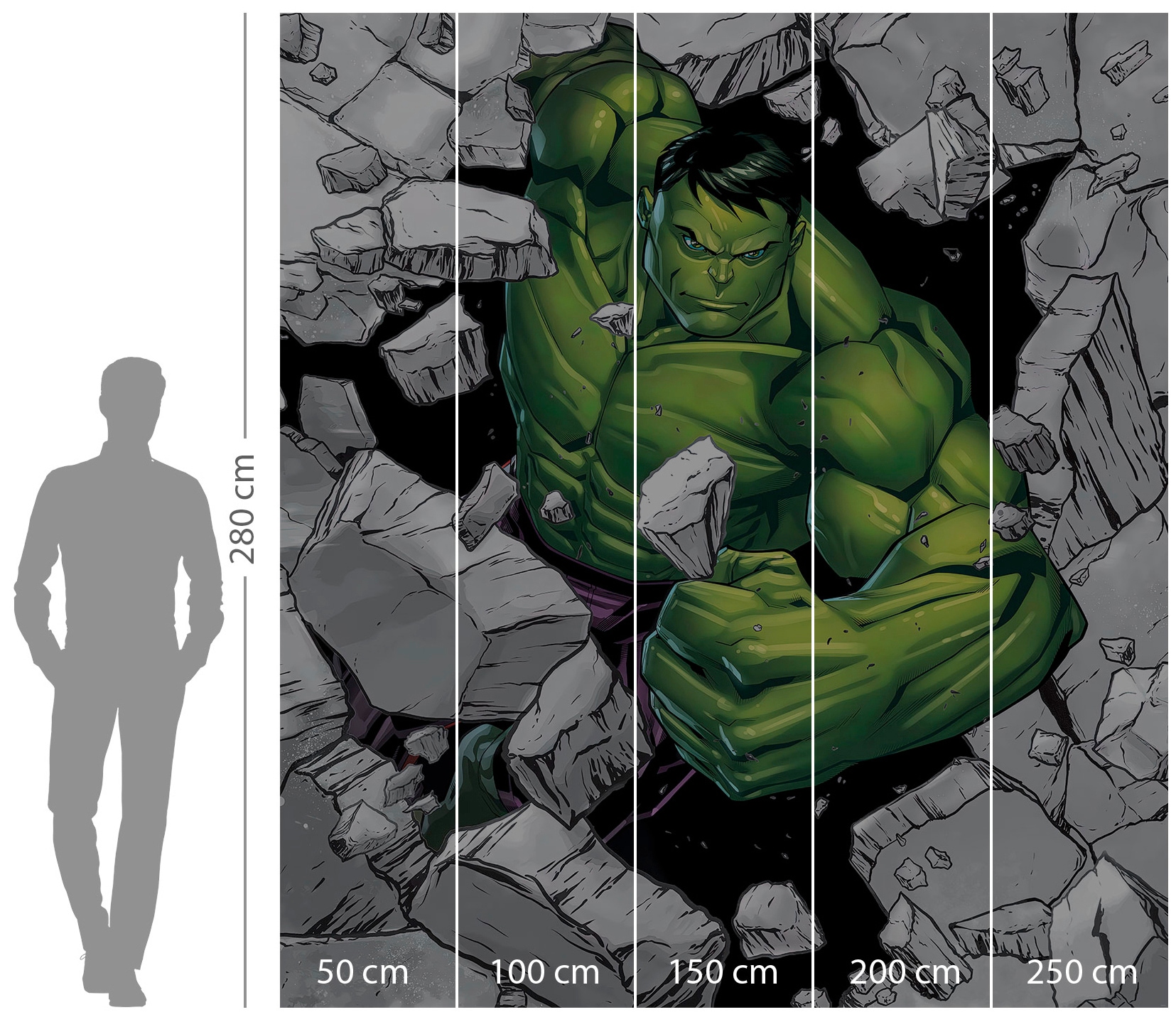 Komar Vliestapete »Digitaldruck Vlies - Hulk Breaker - Grösse 250 x 280 cm«, bedruckt, Kinderzimmer