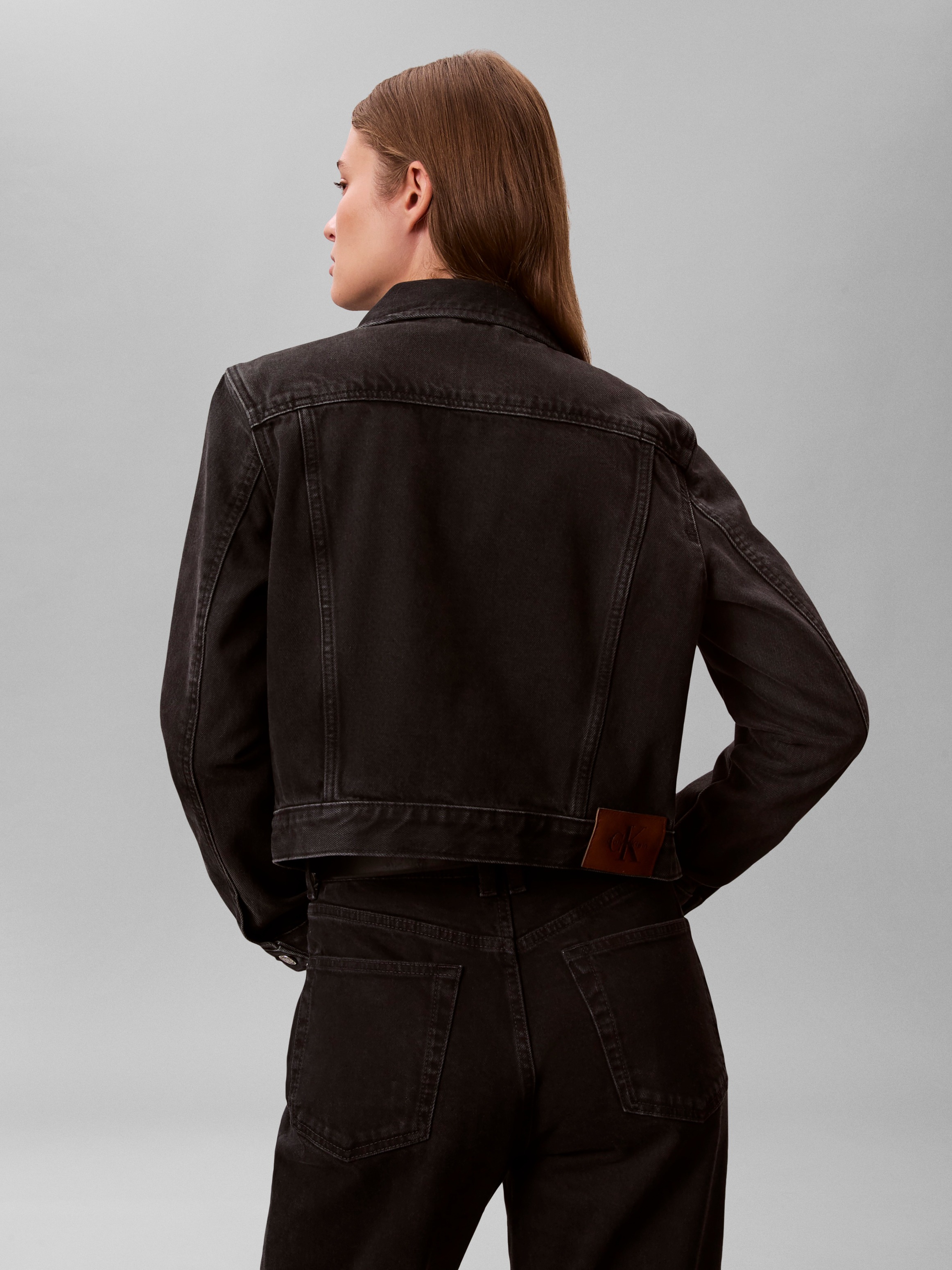 Calvin Klein Jeans Jeansjacke »CROP 90S« ohne Kapuze schmale, kurze Passform, used-washed