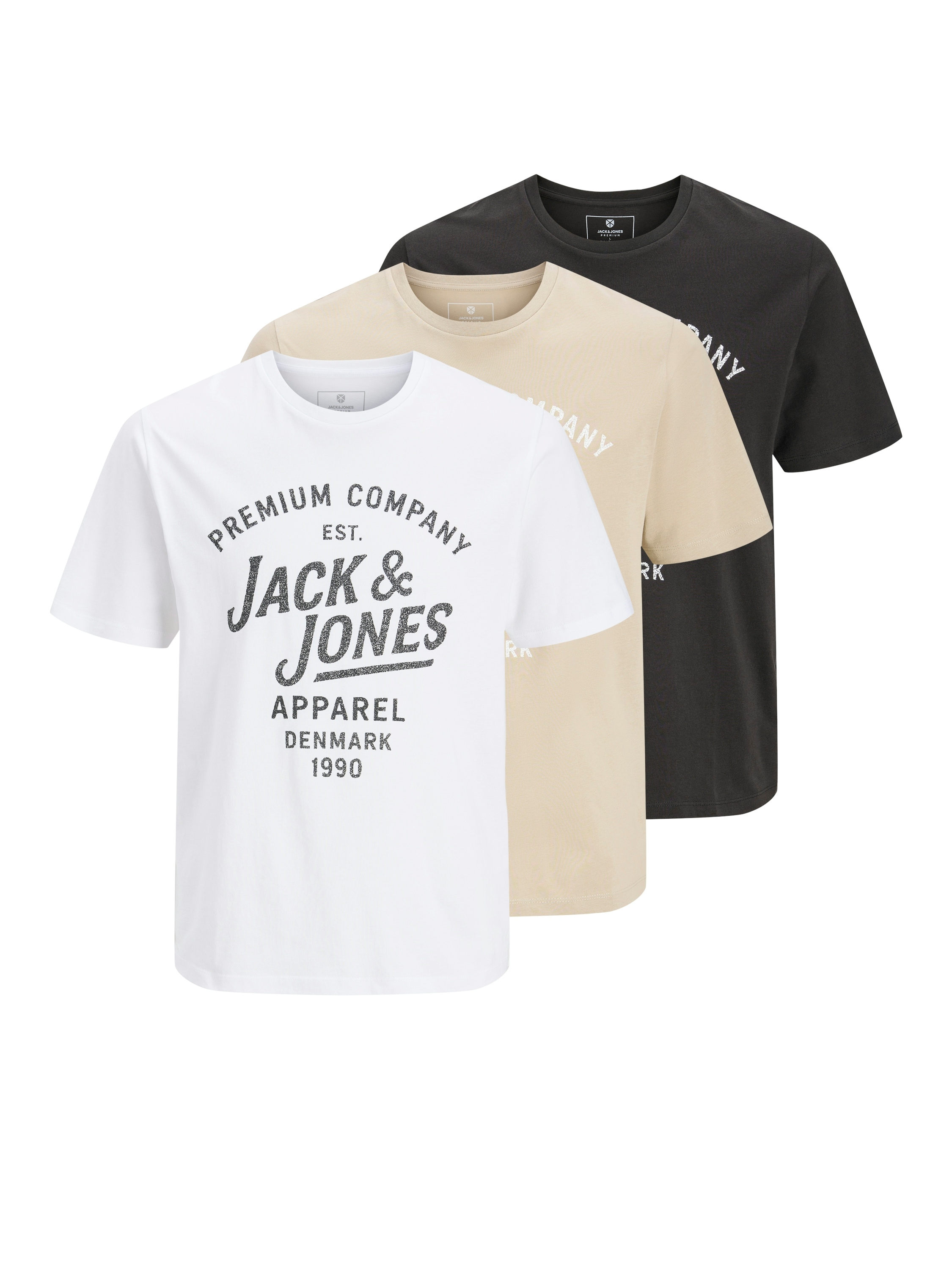 Image of Jack & Jones Rundhalsshirt "JPRBLUZANE SS TEE FST 3PK MP" Packung, 3